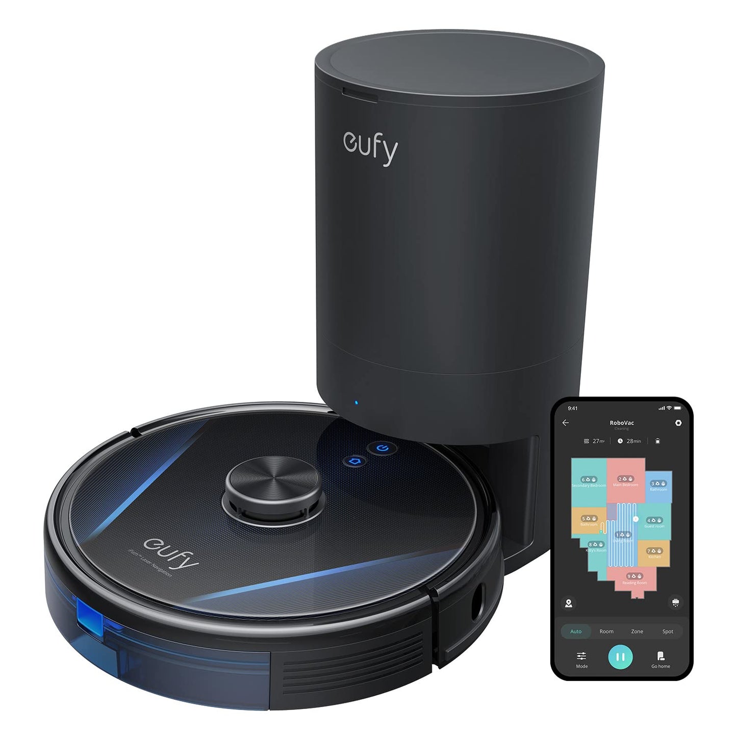 eufy RoboVac LR30 Hybrid+ - 3000Pa sūkšanas jauda, iPath lāzera navigācija, 60 dienu ietilpība, Alexa saderība