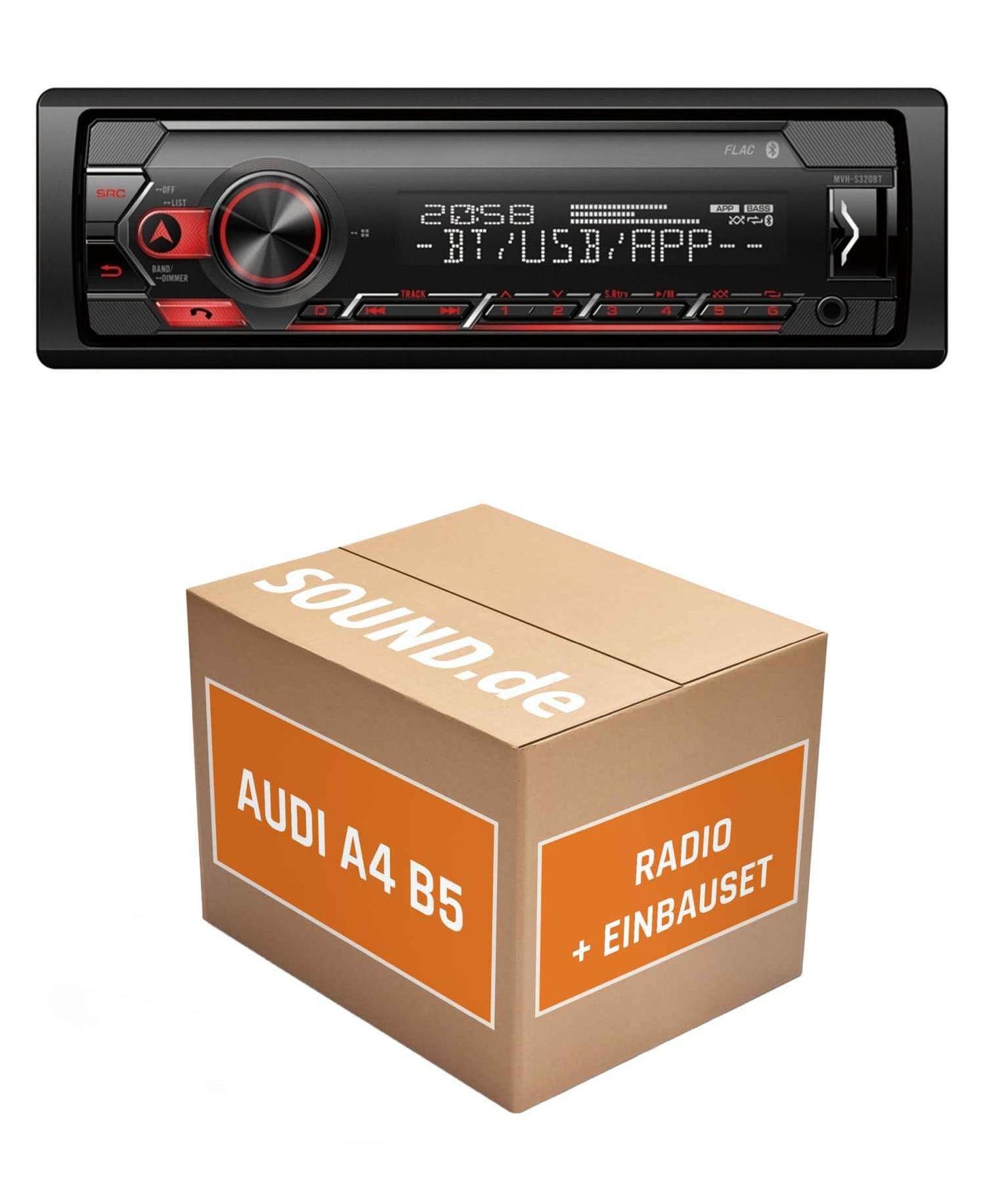Autoradio montāžas komplekts Pioneer MVH-S320BT priekš Audi A4 B5, Chorus kasete | Bluetooth USB