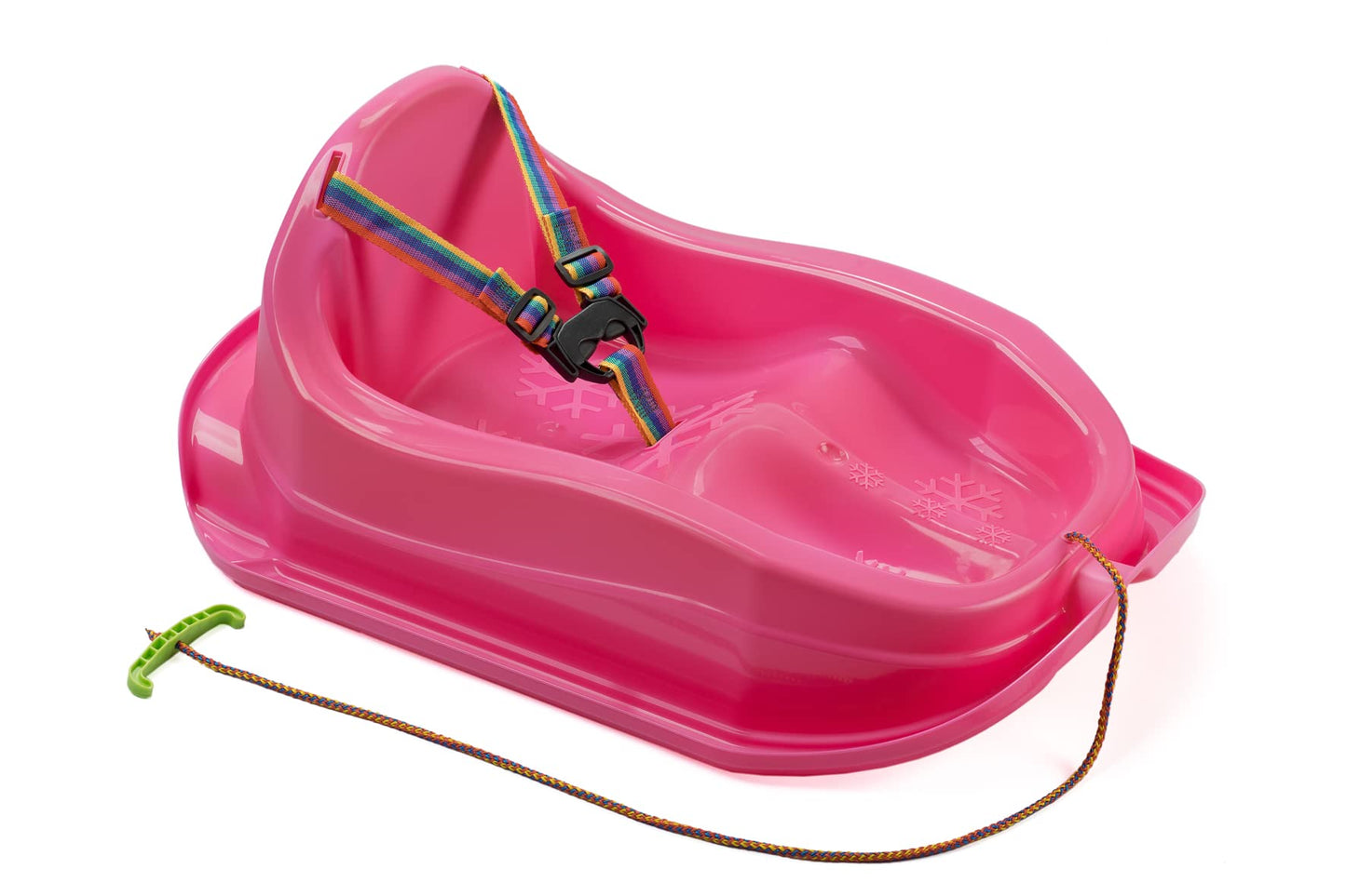 Bērnu mini ragaviņas GaGaDumi, plastmasas mini-bobs, līdz 20 kg, līdz 3 gadiem, ergonomiskas, ar augstu atzveltni un drošības jostām, rozā