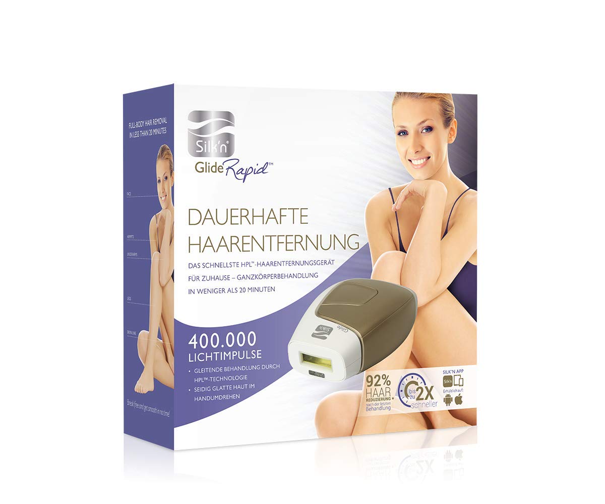 Silk'n Glide Rapid - IPL hair removal device with 400,000 light pulses for permanent hair reduction.