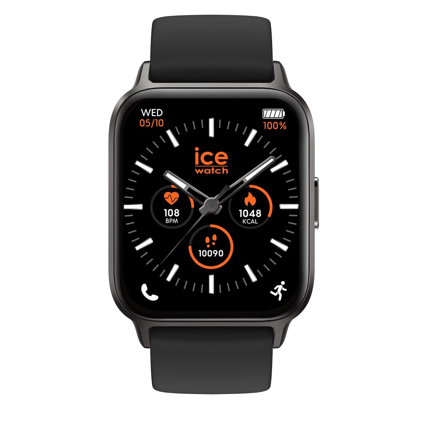 ICE-WATCH Ice fit 1.0 Black AMOLED - 1.78-inch smartwatch with silicone strap, sleek design, and fitness tracking features.