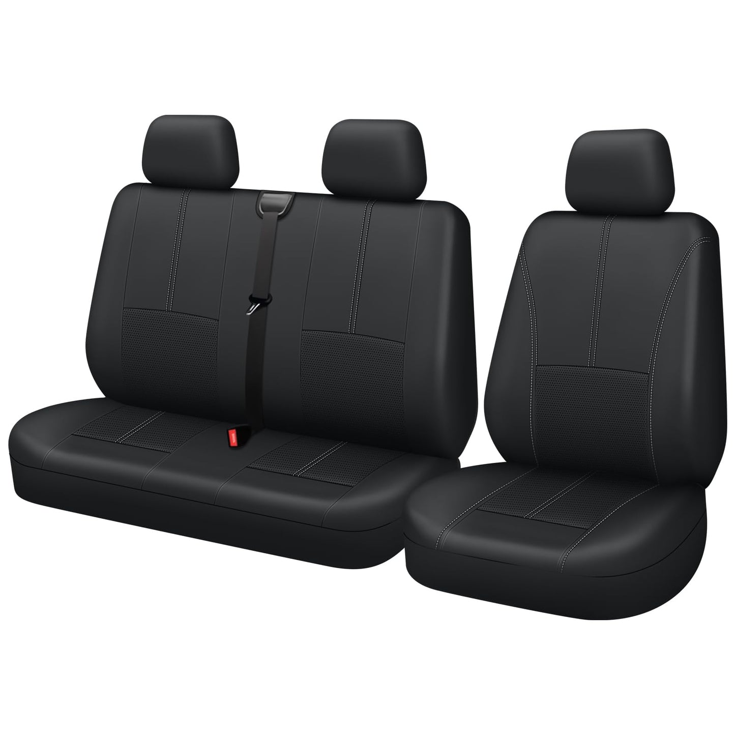 TOYOUN universālie auto sēdekļu pārvalki mikroautobusiem un kravas automašīnām, priekšējie sēdekļi, mākslīgā āda, vadītāja sēdeklis + 2 vietu pasažiera sola pārvalks, melns