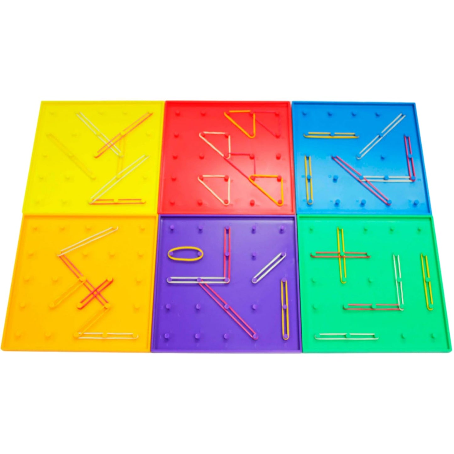 DOHE Educa Kinder Geoplane - 36 elastic bands, colorful, 15x15x5.2 cm, educational geometry toy for kids.