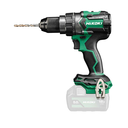 HIKOKI DV18DCW4Z akumulatora triecienurbjmašīna - 18V, 140 Nm, 13 mm metāla urbjpatrona, bezsuku, ar papildu rokturi.