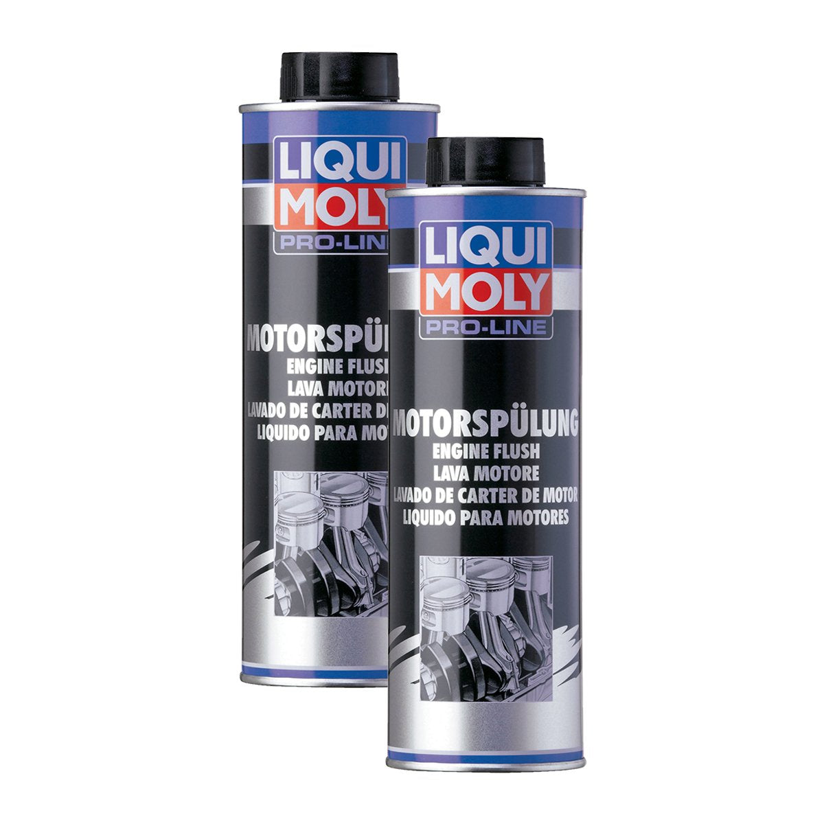 2x motora skalošanas piedeva LIQUI MOLY 2427 Pro-Line, motora tīrīšana, eļļas piedeva 500 ml