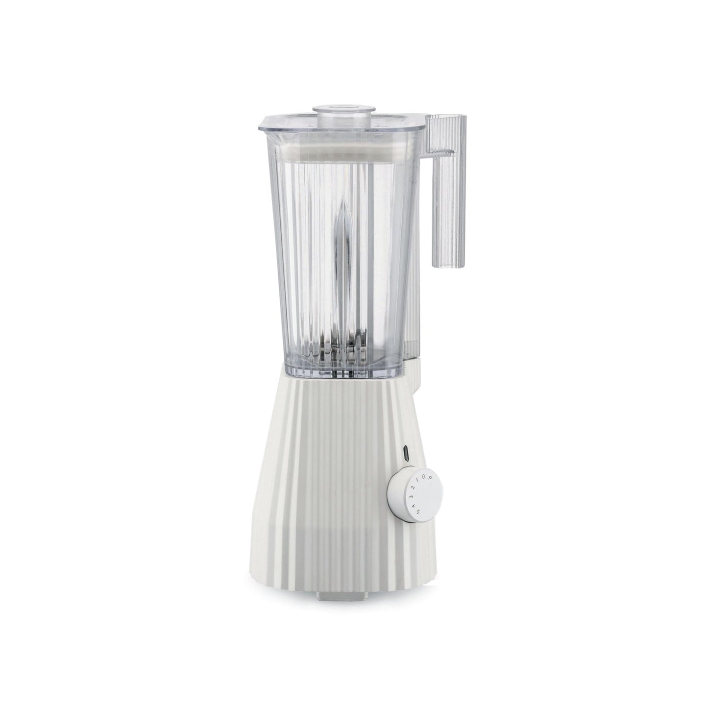 Alessi Plissé MDL09 W - 700W stationary mixer with gradual carafe, thermoplastic resin, 1.5L capacity, white.