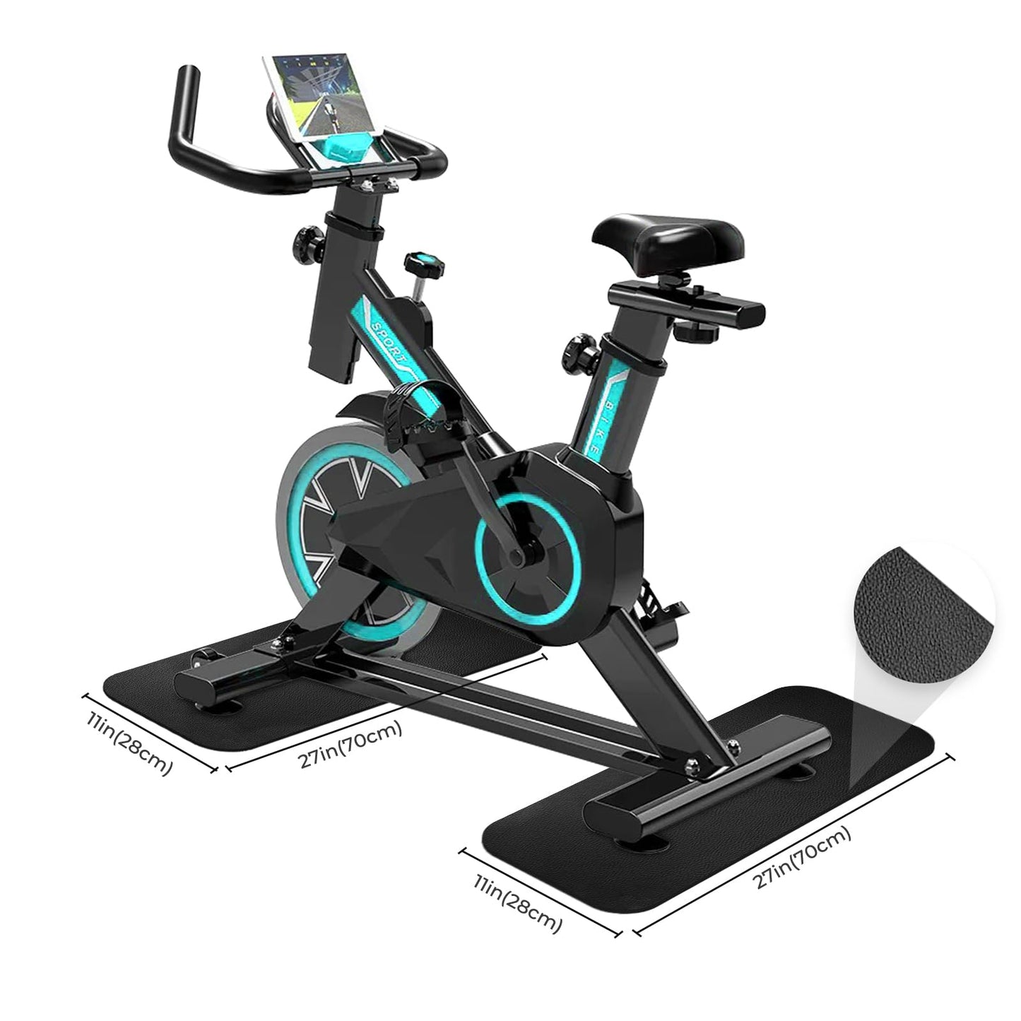 Trenažieru grīdas aizsargpaklājs Bibykivn, 6 mm, neslīdošs PVC paliktnis skrejceliņam un fitnesa aprīkojumam, 2 gab., 28×70 cm