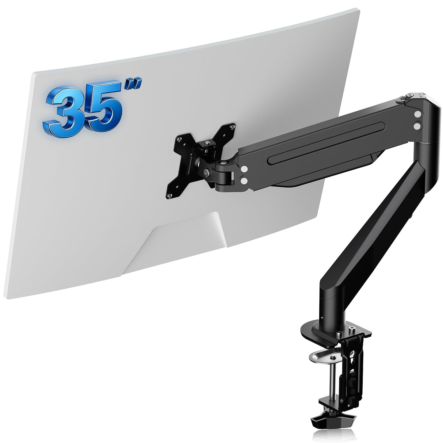 Monitora turētājs suptek ar augstuma regulēšanu, gāzes atsperes monitora roka 17-35 collu ekrāniem, VESA 75/100 mm, līdz 11 kg, ergonomisks viena monitora galda kronšteins