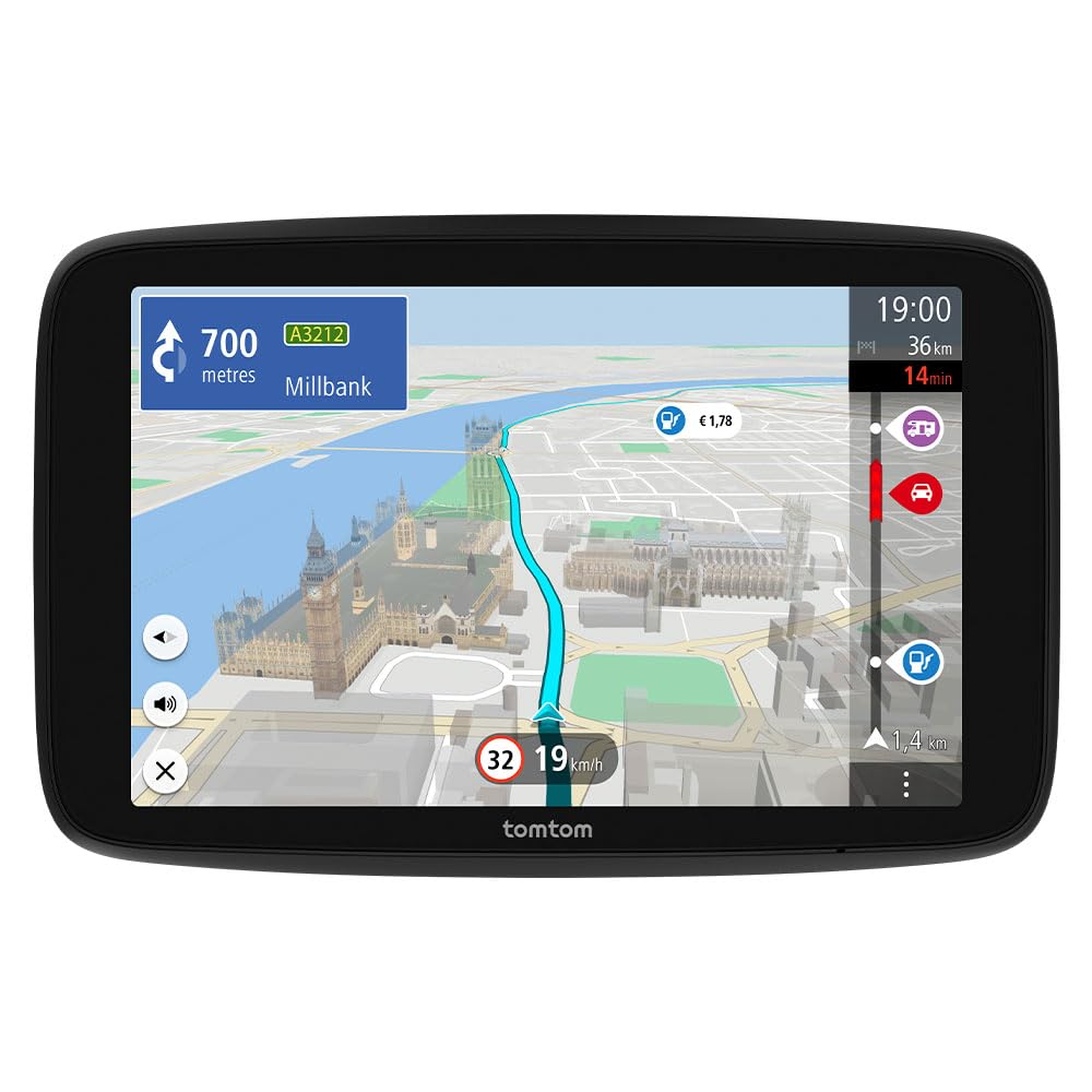 TomTom Camper GPS navigācija GO Camper Max 2. paaudze, 7 collu displejs, POI kemperiem un karavānām, atjauninājumi ar Wi-Fi, TomTom Traffic, transportlīdzekļa profili, pasaules kartes, izvairīšanās no vides zonām