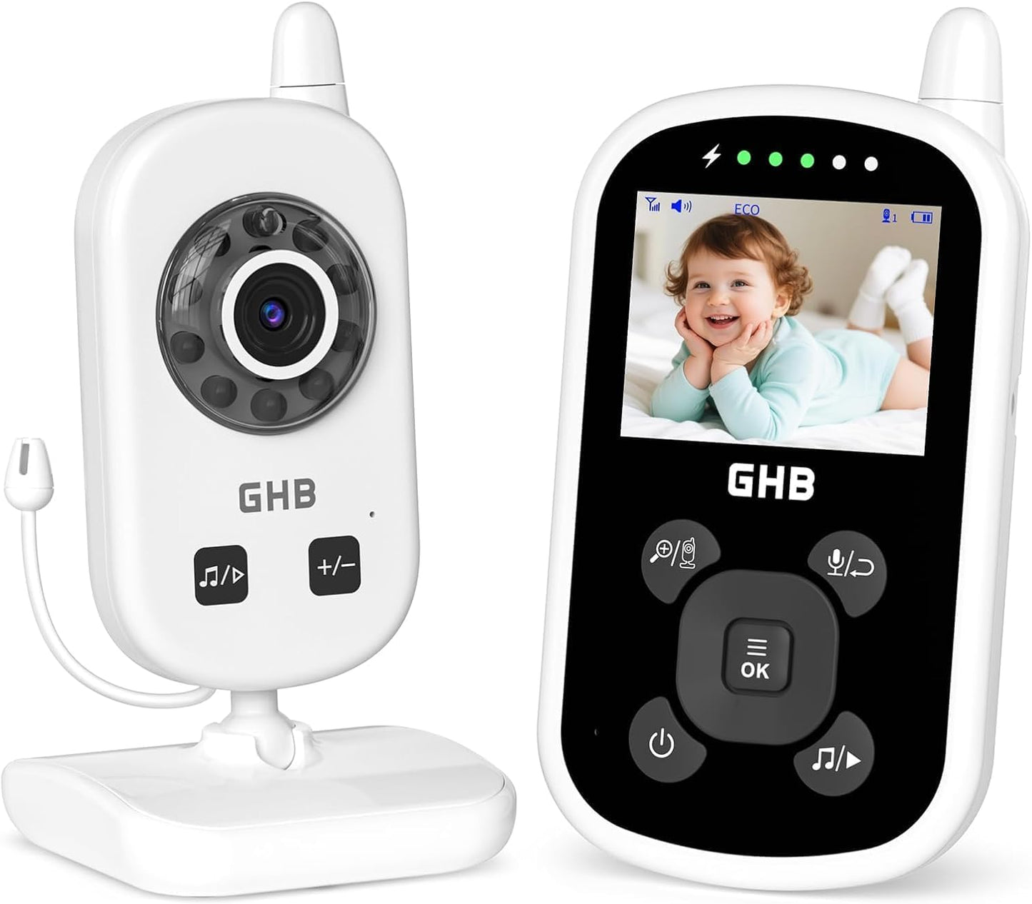 Video bērnu monitors GHB Babyphone mit Kamera, 2,4 Zoll