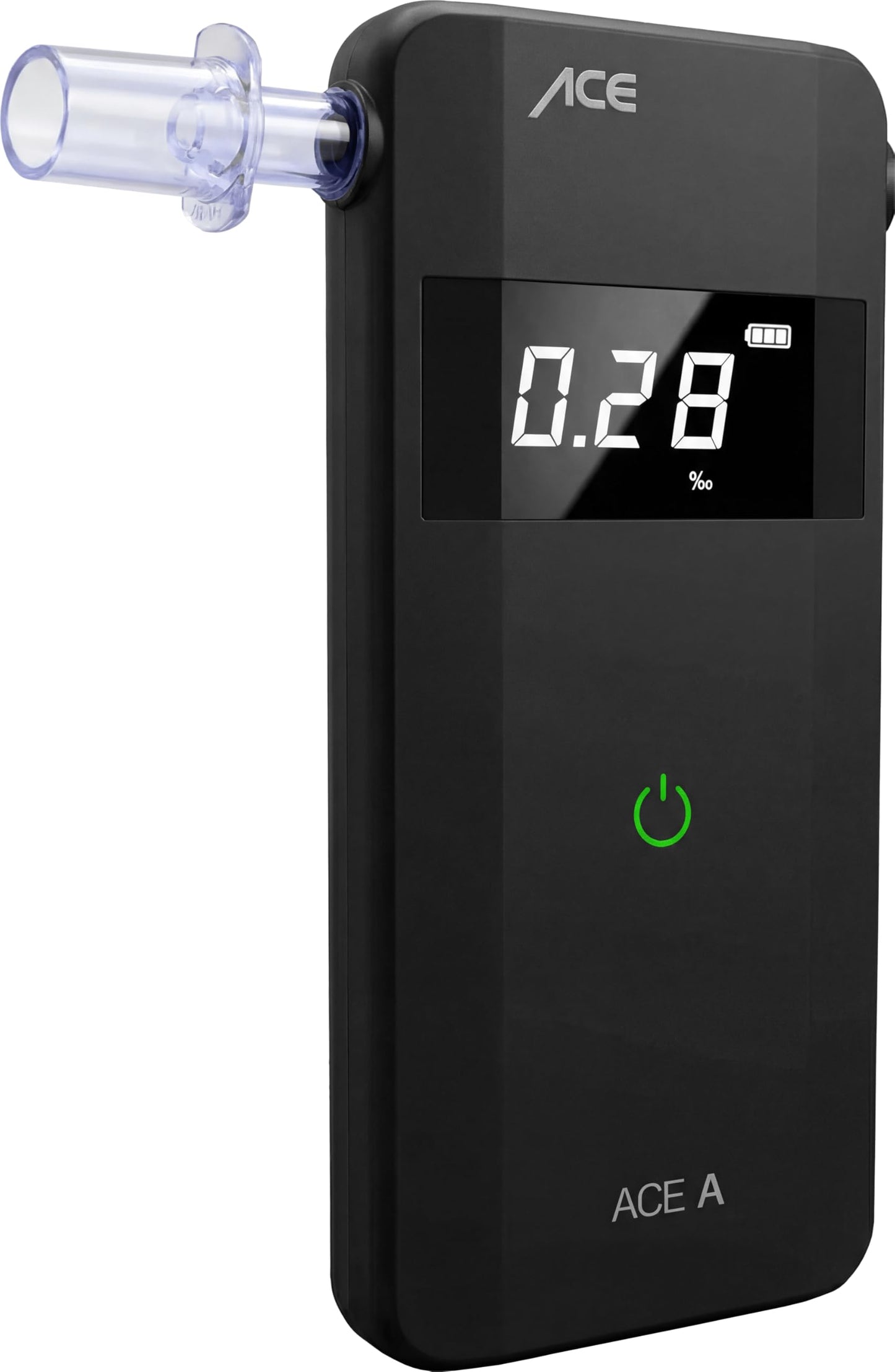 Alkometrs ACE A – digitāls alkohola testeri ar elektroķīmisko sensoru un 1 pogas vadību, melns