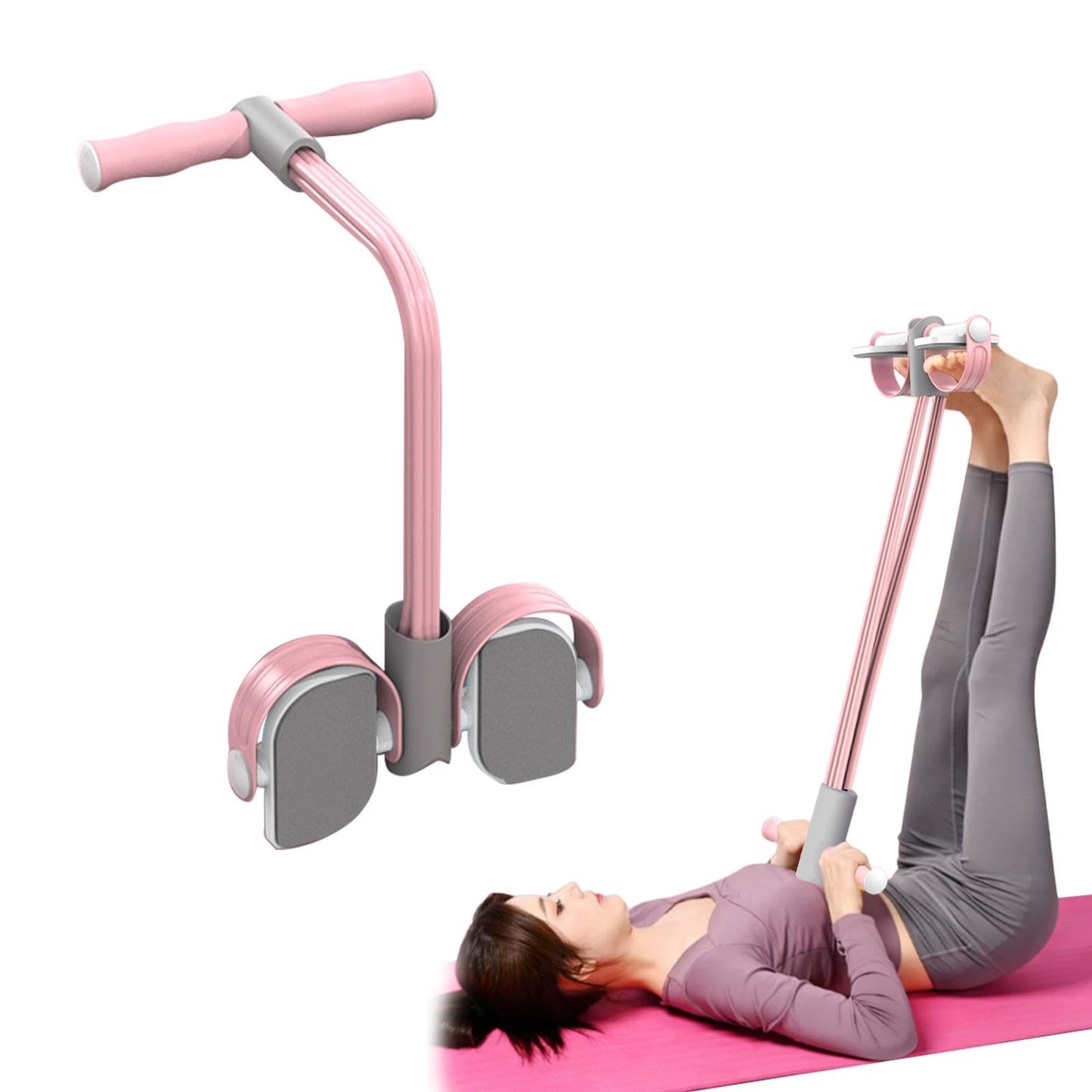 Bauska trenieris, Sit-Up trenažieris, bodybuilding expander, 6 cauruļu, rozā