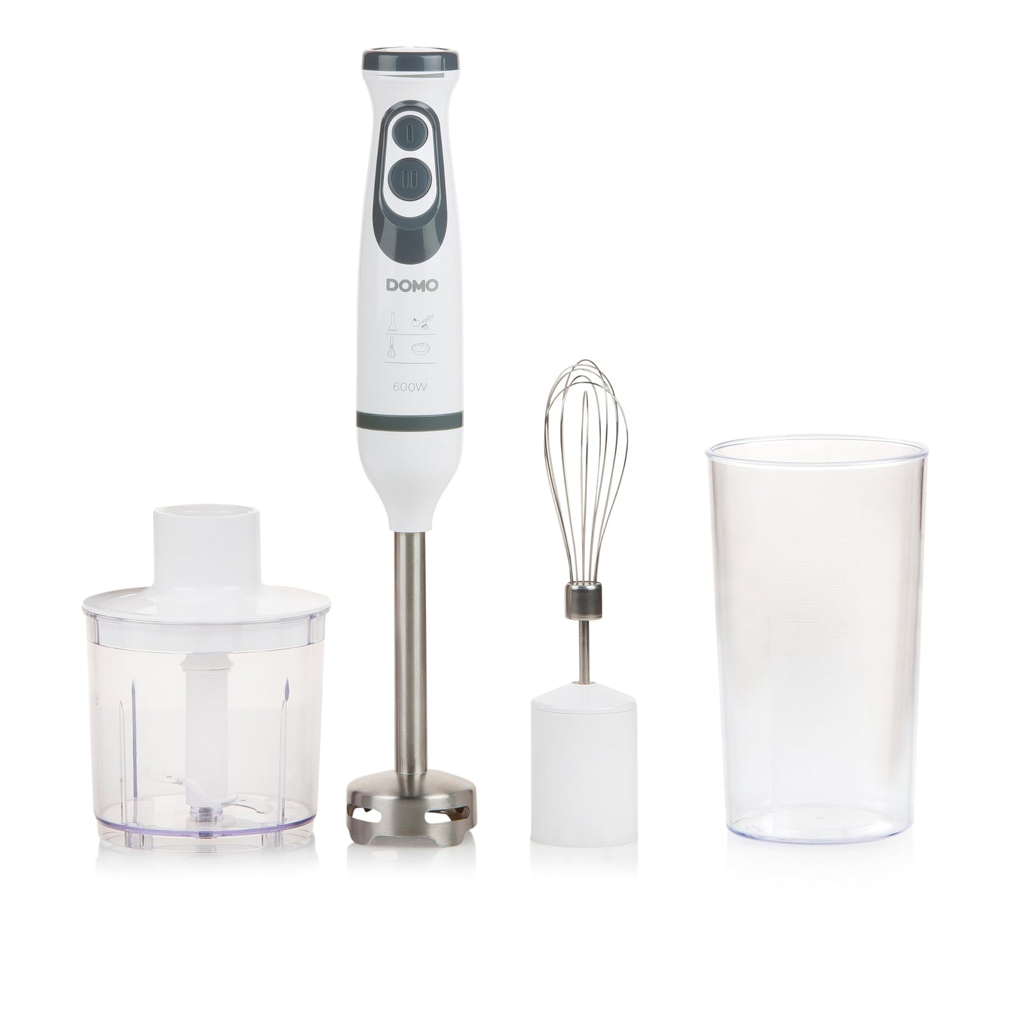 DOMO DO1089M miksera komplekts 3-in-1 600 W ar mērtrauku balts/ pelēks
