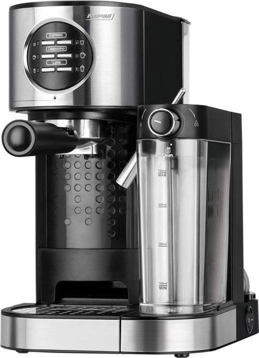 MPM MKW-07M espresso automāts - 15 bāri, 0,7L piena sildītājs, 1,2L ūdens tvertne, nerūsējošais tērauds, 1470W
