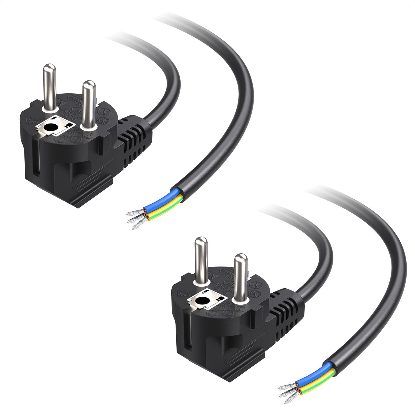 Strāvas kabelis ar spraudni Cable Matters 2 gab. 90° leņķis, 3m, melns