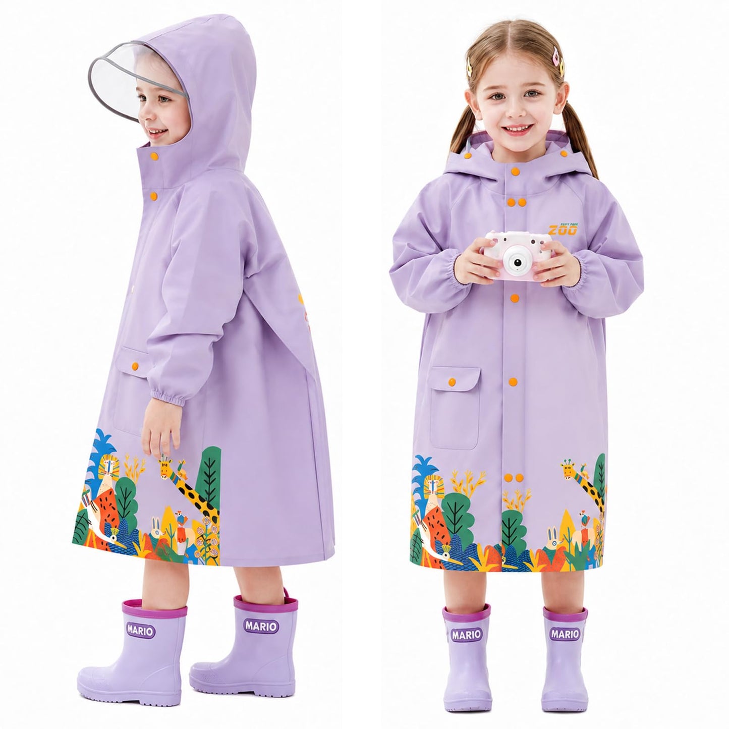 Bērnu lietus pončo xolear Regenponcho, lietus jaka ar kapuci un mugursomas pārsegu, violets