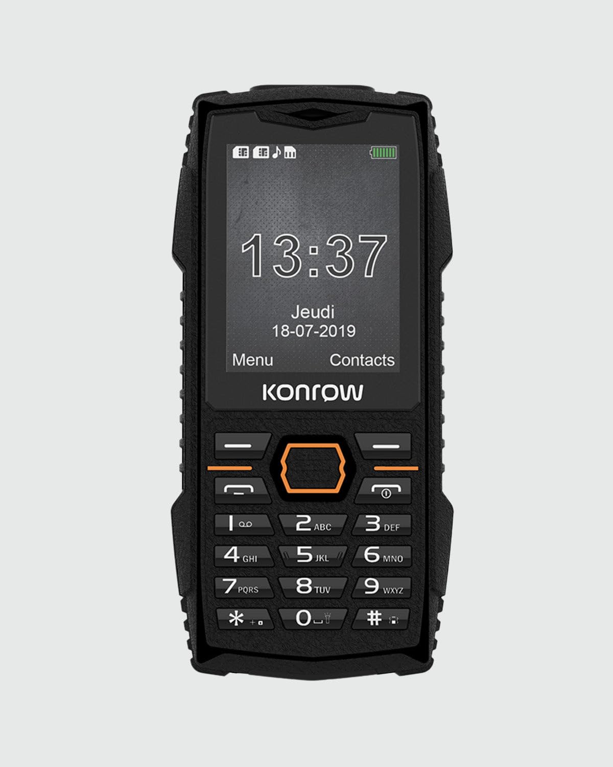 Konrow Stone Plus - IP68 triecienizturīgs mobilais tālrunis ar 2,4'' displeju, Dual Sim, ilgu akumulatora darbības laiku, melns.