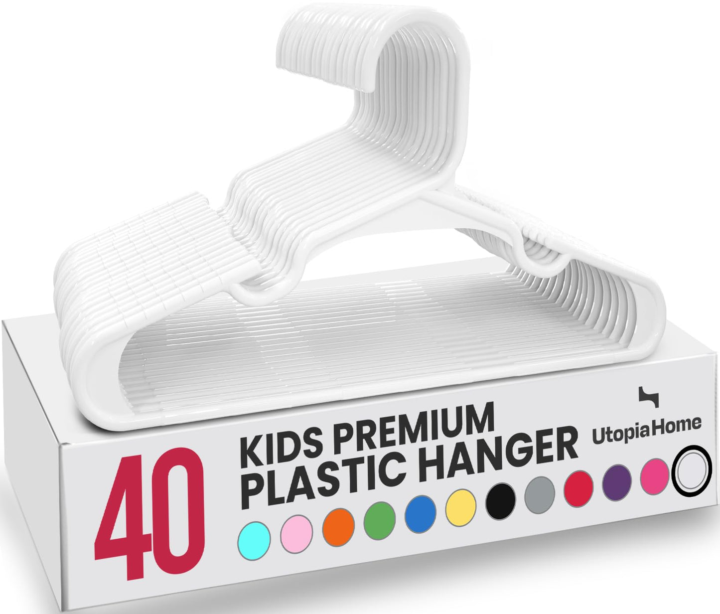 Utopia Home bērnu pakaramie, 40 gab., plastmasa, balti, 29.2 cm