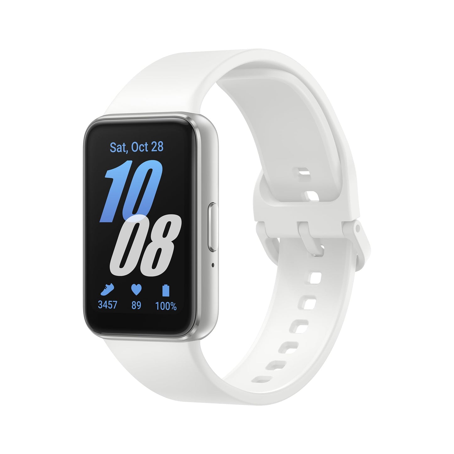 Samsung Galaxy Fit3 - Sudraba fitnesa pulkstenis ar aktivitāšu izsekošanu, 36 mēnešu garantija, ekskluzīvi Amazon.