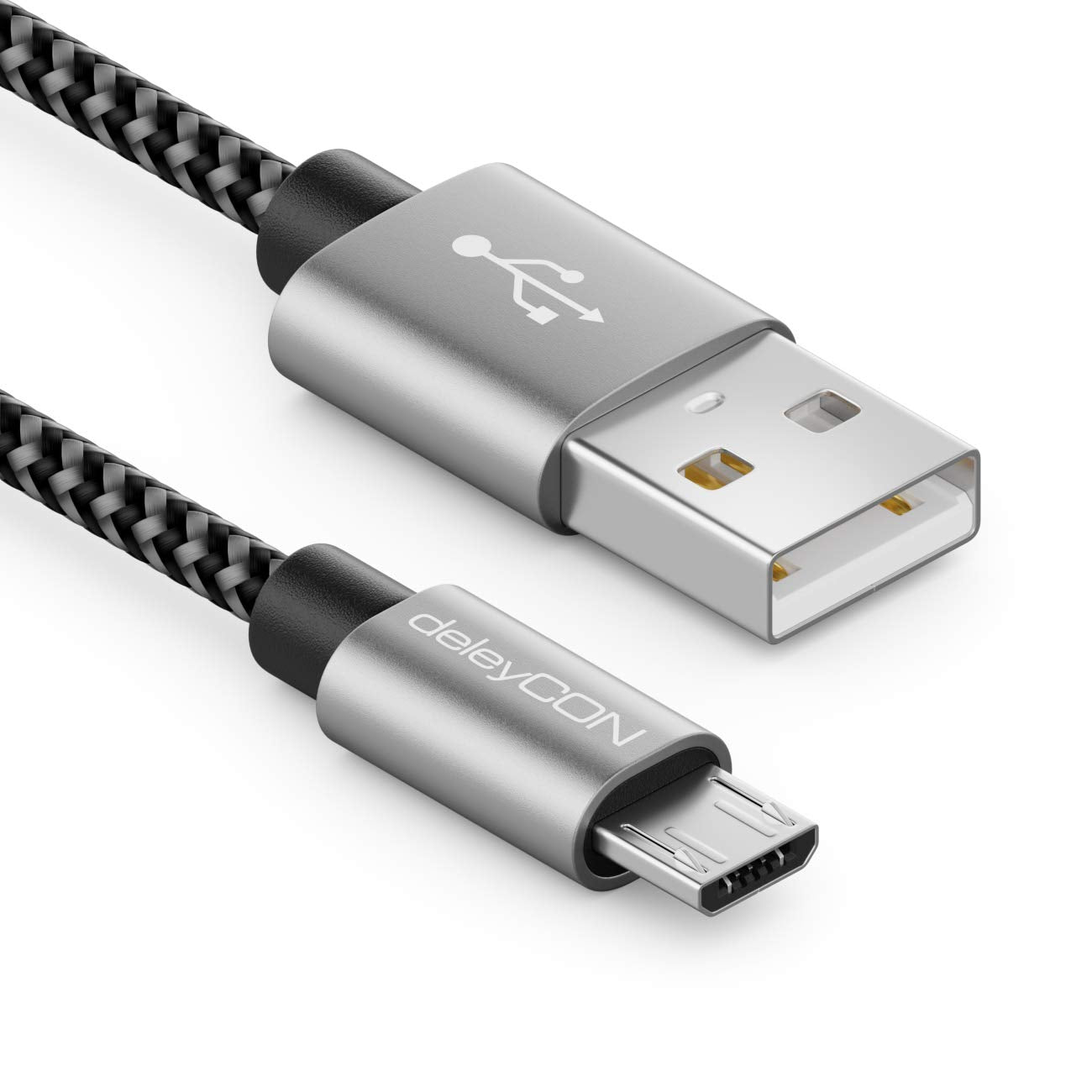 Micro USB kabelis 0,5m deleyCON, neilona uzlādes un datu kabelis