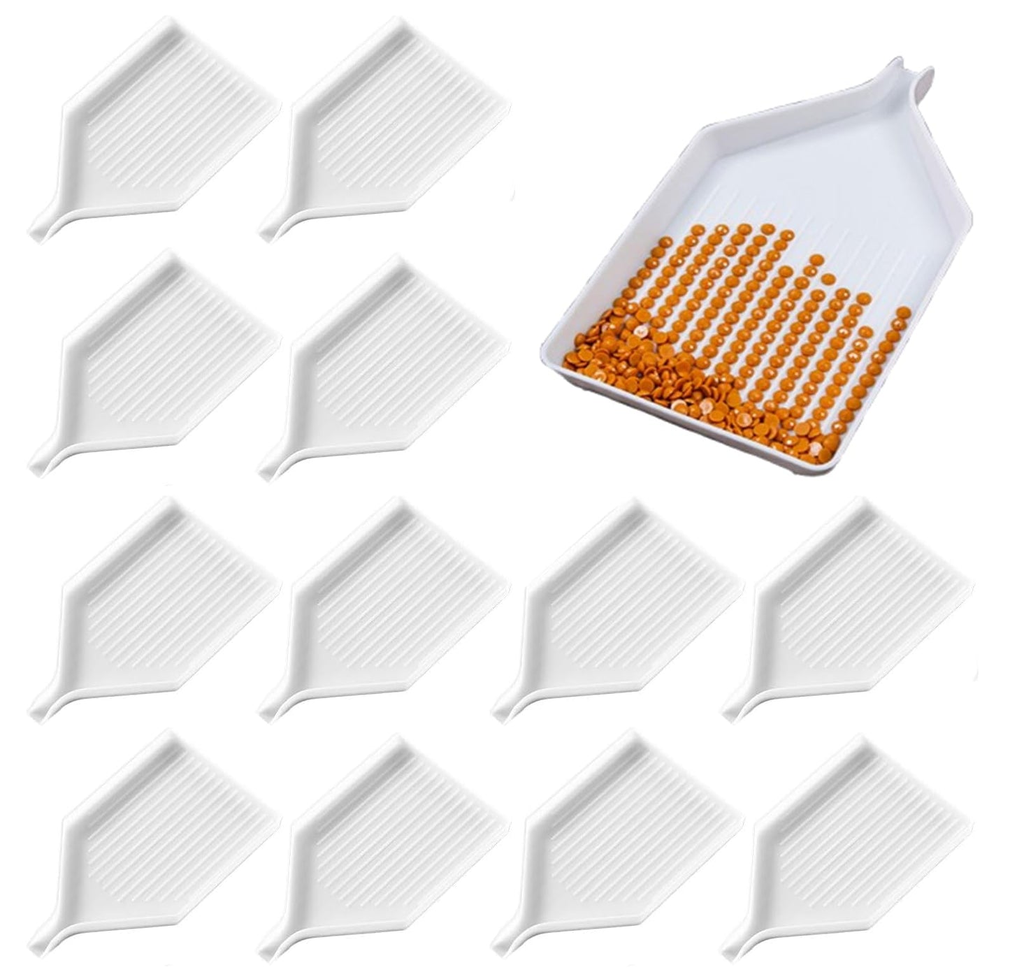 Dimantu gleznošanas paplātes, 12 gab., PP plastmasas paplātes dimantiņu šķirošanai, piederumi rokdarbiem un dimantu mozaīkai
