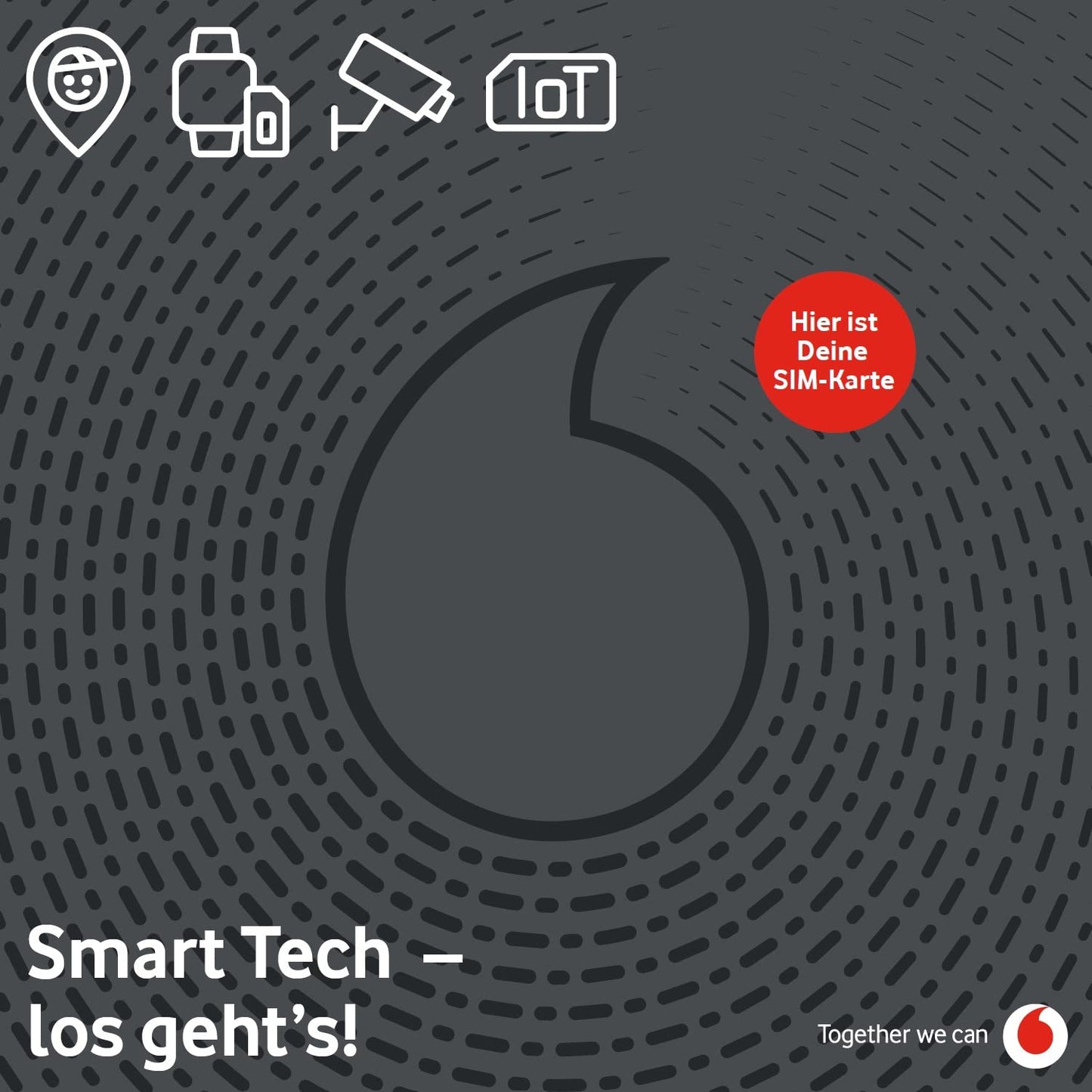 Vodafone Smart Tech M - eSIM, 500 minutes, 100 SMS, 3 GB data, EU roaming, for smartwatches, up to €350 gift card.