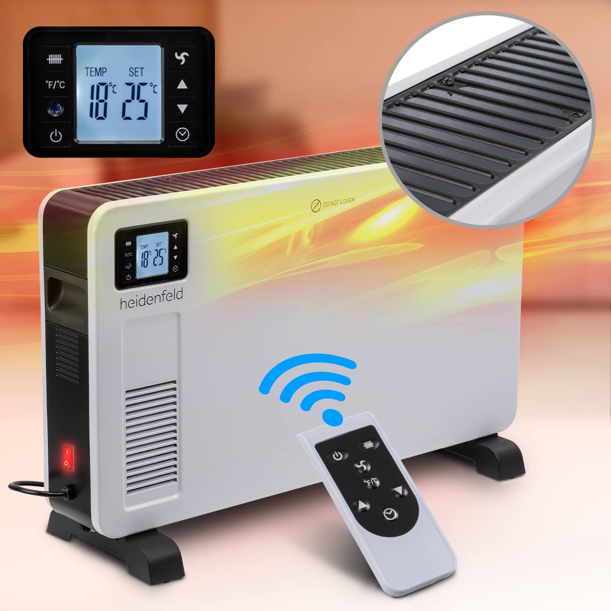 Konvektors Heidenfeld EK100 ar tālvadības pulti, 2300 W