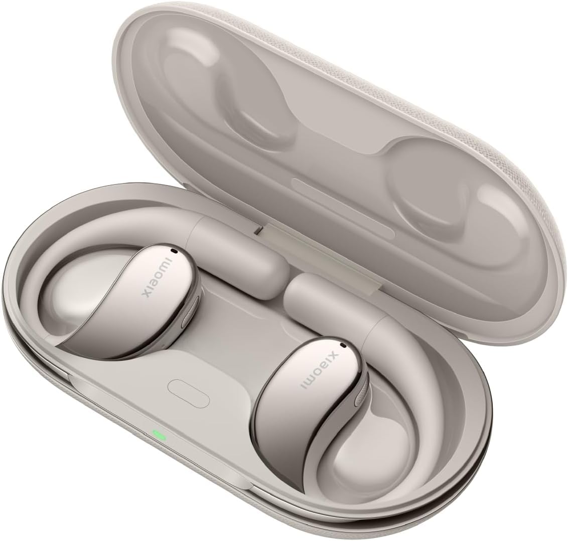 Xiaomi OpenWear Stereo - Vieglas Bluetooth austiņas, 7,5 + 38,5 stundu akumulatora, Hi-Res audio, AI trokšņu slāpēšana, smilšakmens bēšs