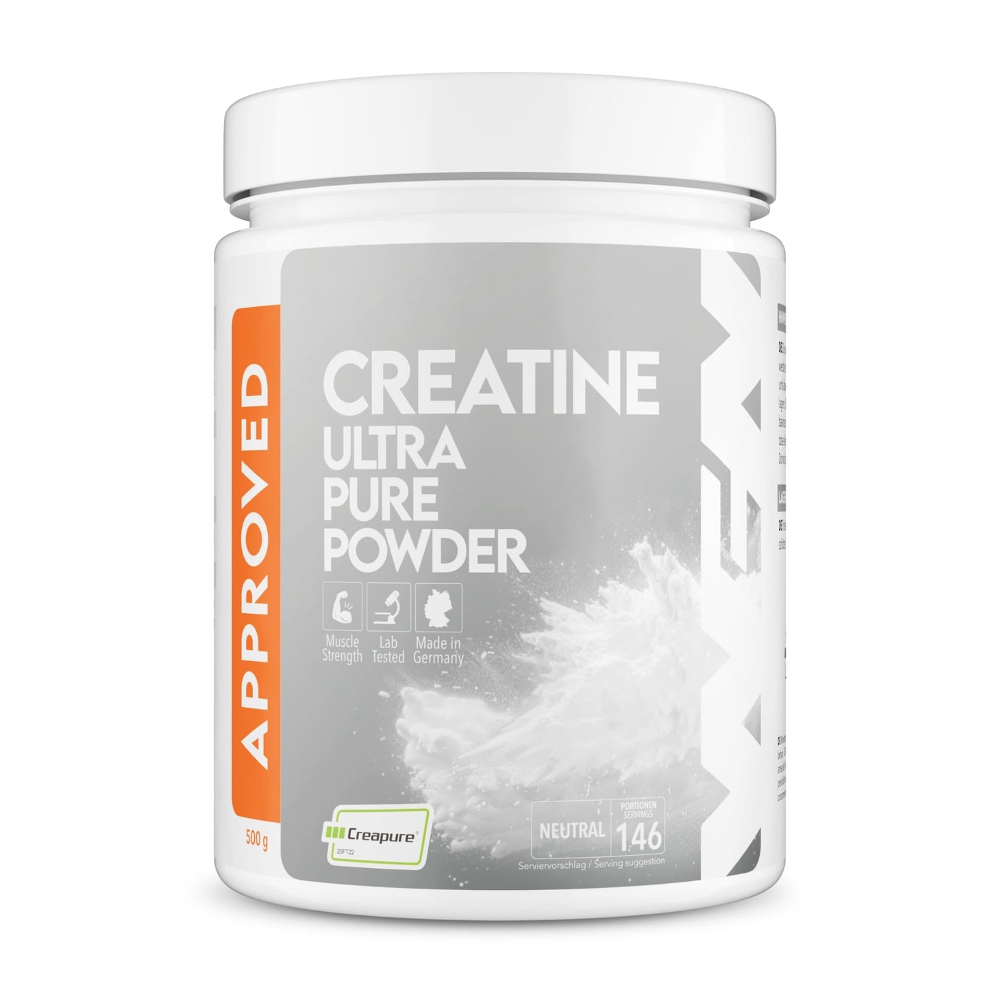 Kreatīns WFN Approved Creatine Creapure kreatīna monohidrāts pulveris 500g, tīrs, vegāns, bez piedevām, 146 porcijas, Made in Germany