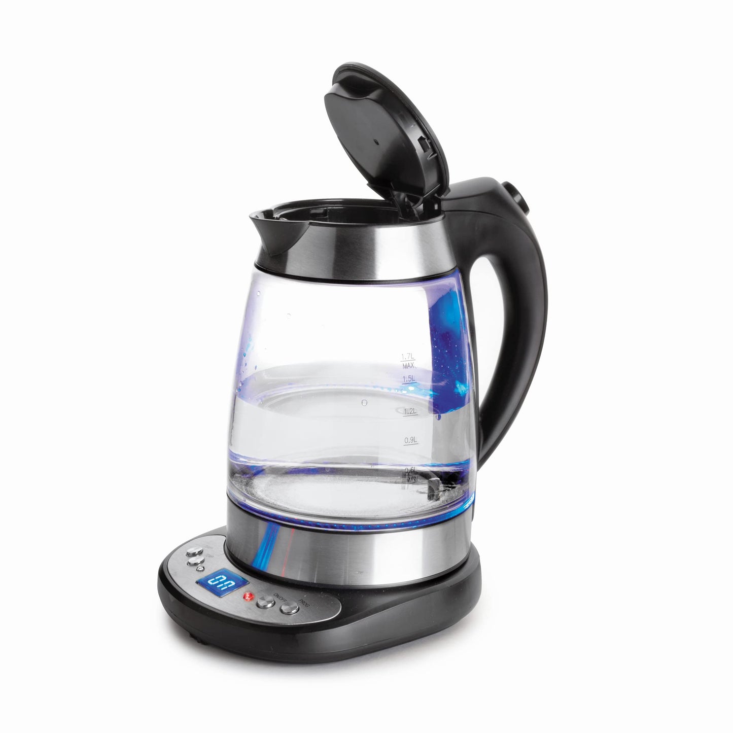 LACOR 69292 Elektriskā stikla tējkanna - 1,7L, 2200W, nerūsējošais tērauds, pelēka, moderns dizains.