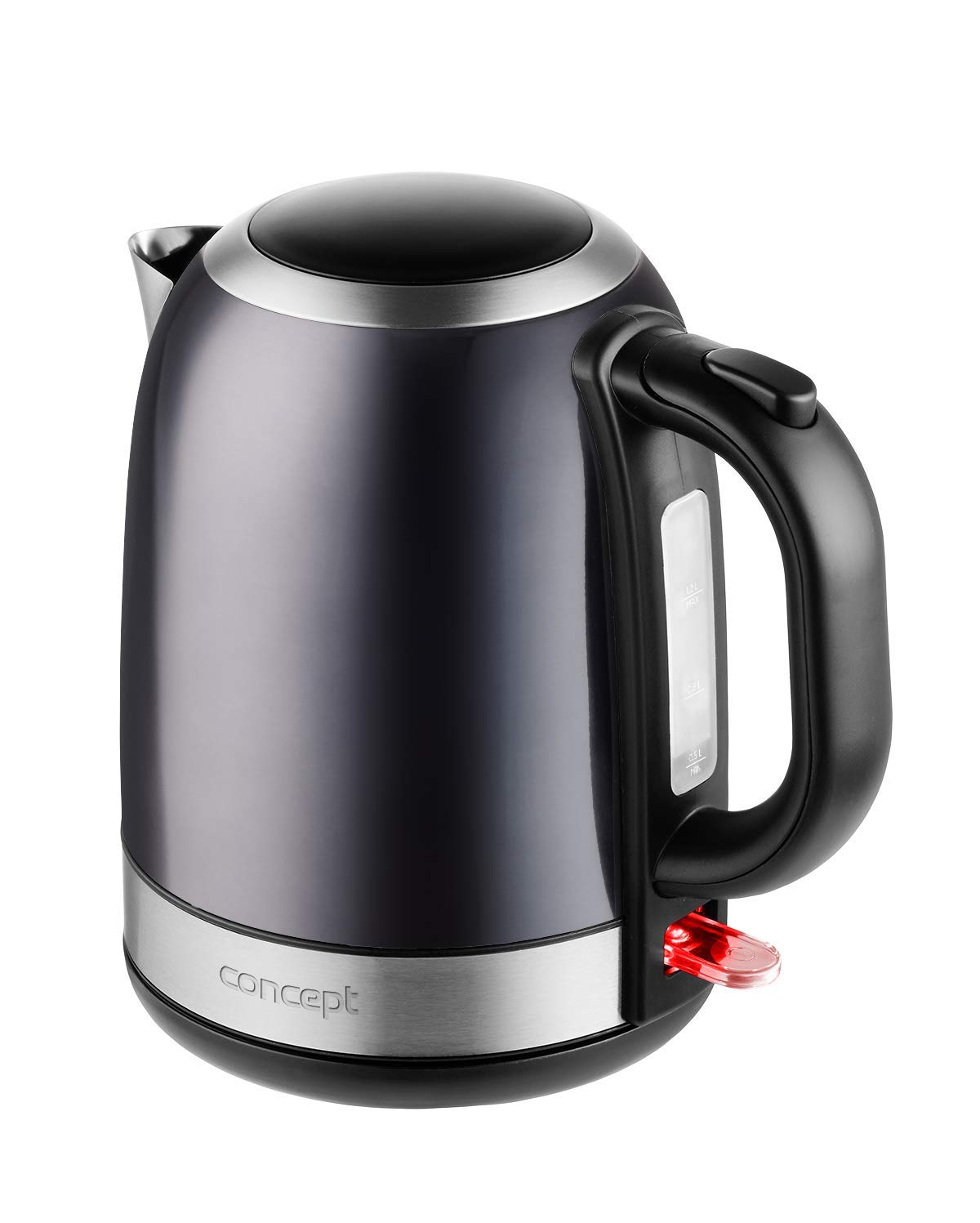 CONCEPT RK3252 - 1.2L stainless steel kettle, 2200W, sleek dark stainless steel finish.