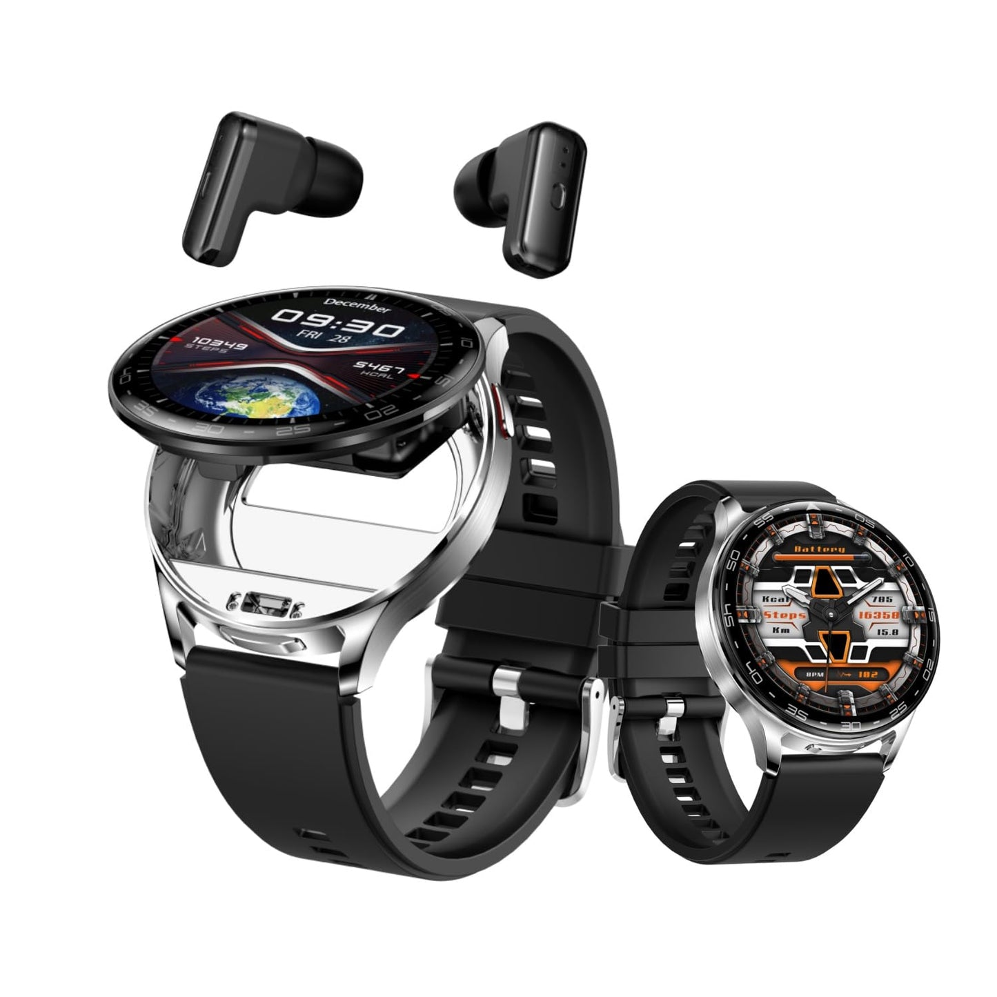 Watch Buds - 2-in-1 noise-cancelling smartwatch and earbuds, 1.39" round display, fitness tracker with heart rate and sleep monitor.