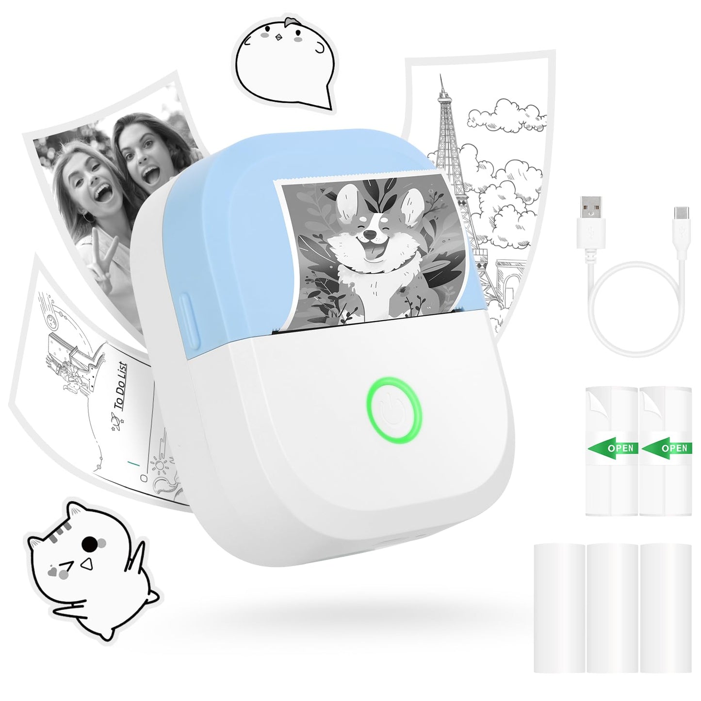 mafiti mini printer, pārnēsājams mini fotoprinteris, bezvadu kabatas printeris, termoprinteris, Bluetooth printeris viedtālrunim, uzlīmju printeris, iOS un Android, studijām, fotoattēliem, dāvanām