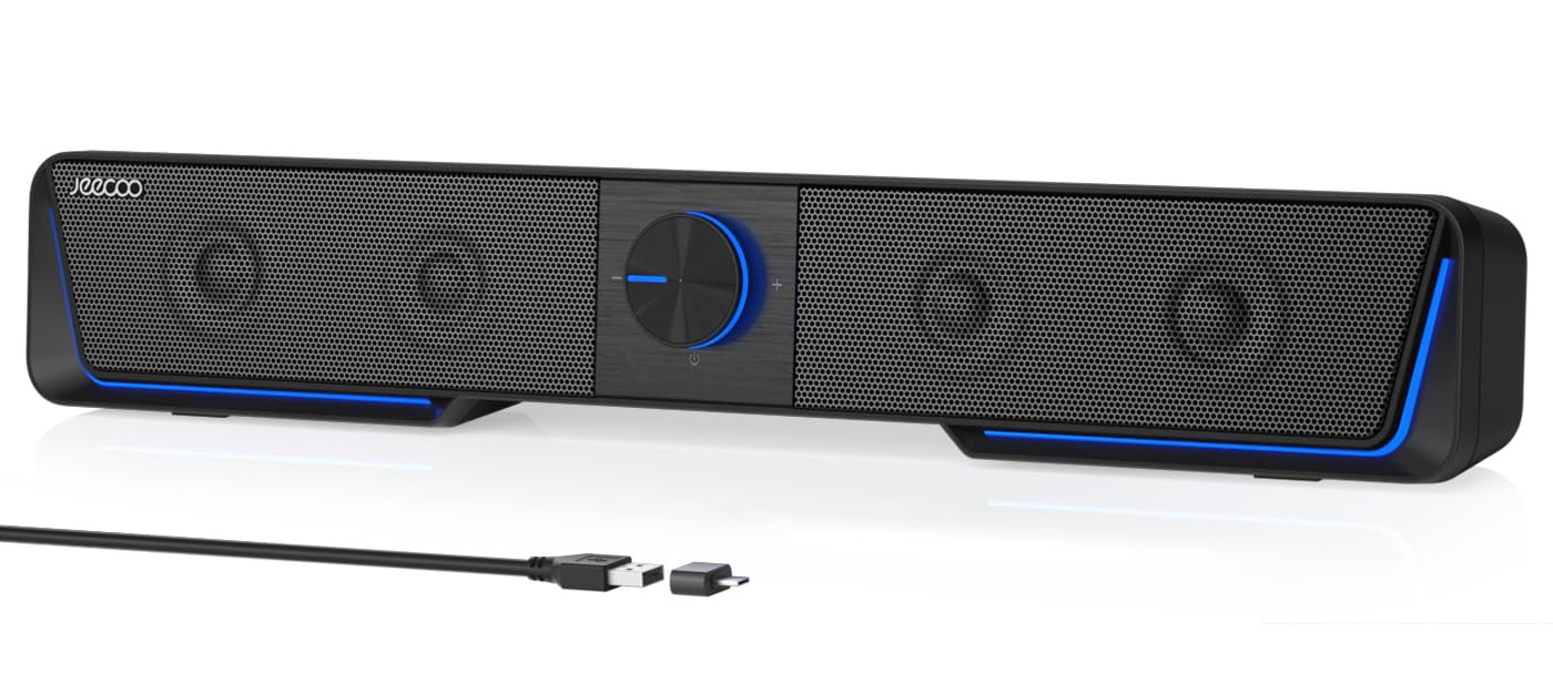 Datora skaļruņi Jeecoo A40, pārnēsājama 2.0 skaņas josla, USB un Bluetooth, melna
