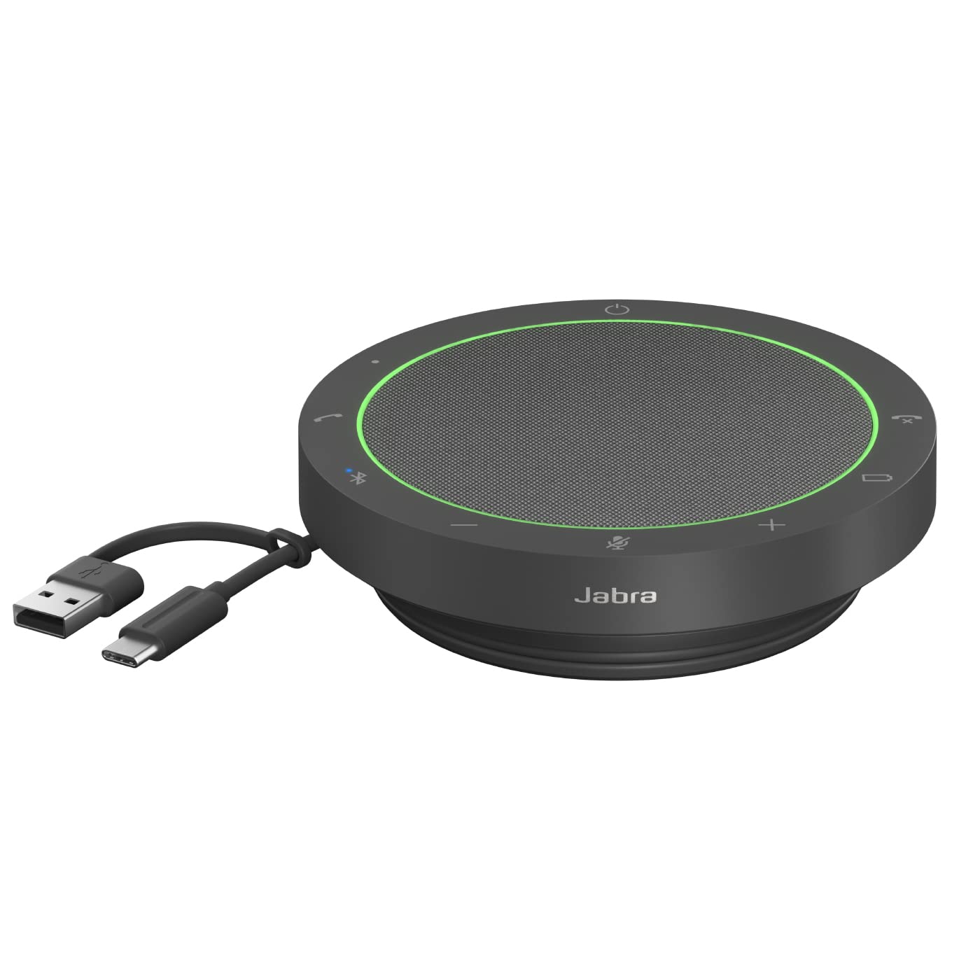 Jabra Speak2 55 Bluetooth brīvroku risinājums, 4 mikrofoni ar trokšņu slāpēšanu, 50 mm plaša joslas skaļrunis, plaša joslas audio, kompakts, pārnēsājams - Zoom un Google Meet sertificēts, tumši pelēks