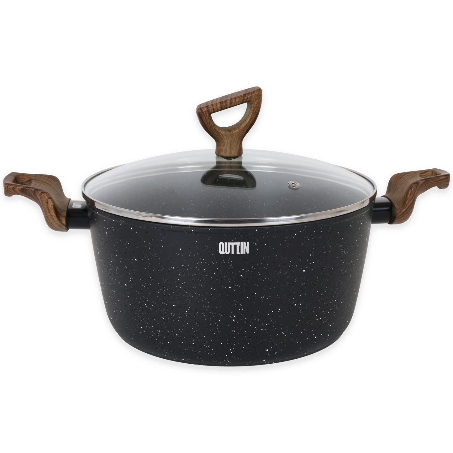 Quttin Ecologi panna - divslāņu kalts alumīnijs, melna, indukcijai, izturīga, 28 cm, piemērota visiem plīts veidiem