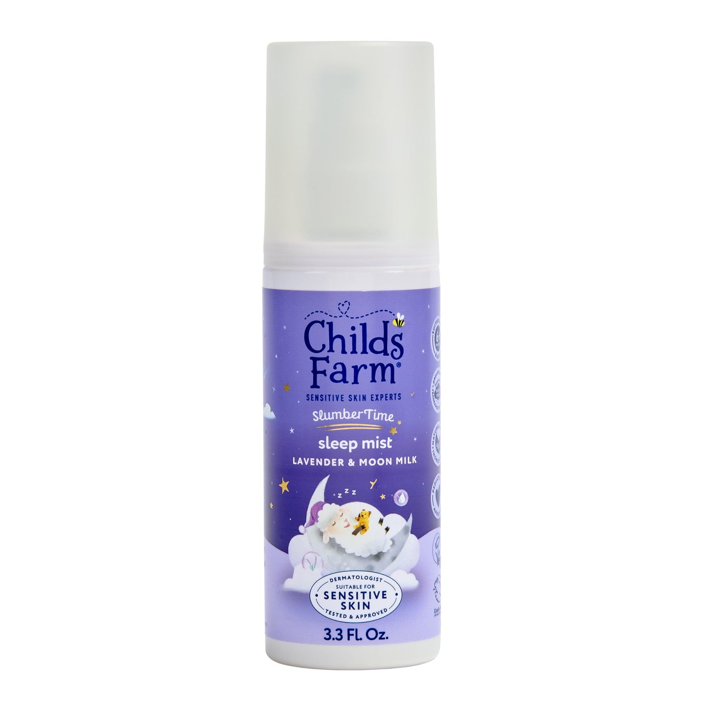 Bērnu miega migla Childs Farm SlumberTime, lavanda un moon milk, jutīgai ādai un ādai ar noslieci uz ekzēmu, 100 ml
