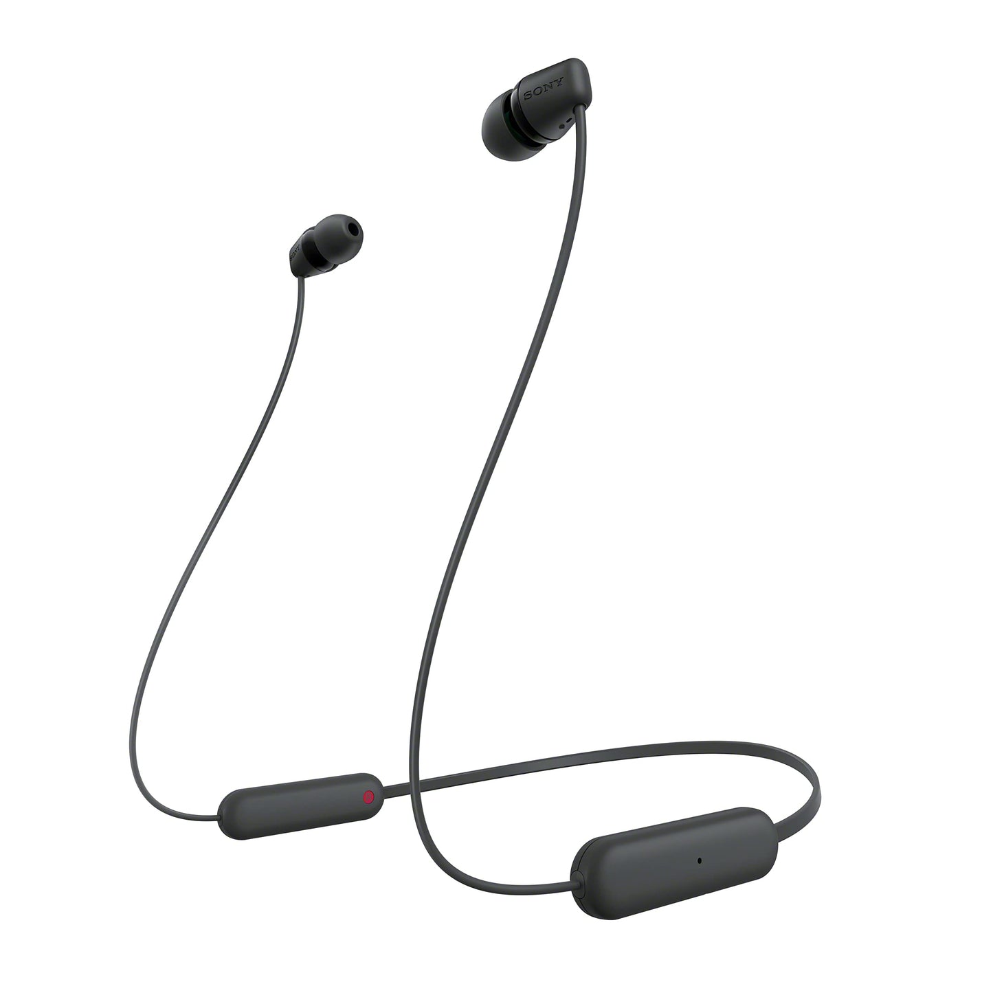 Sony WI-C100 Wireless Earbuds - 25-hour battery life, voice assistant optimized, built-in mic, Bluetooth, black, small