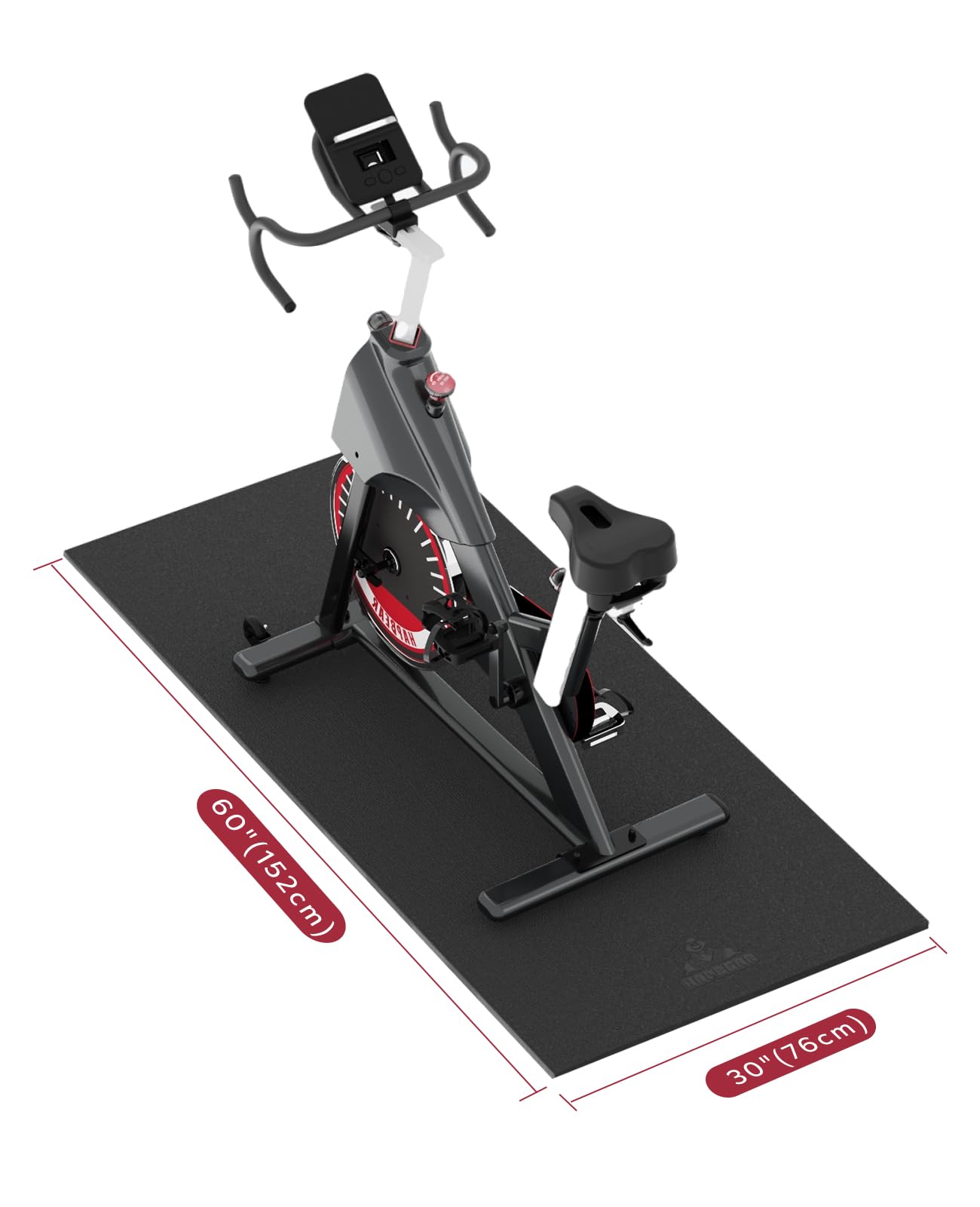 Treniņu paklājiņš HAPBEAR sporta ierīcēm, augsta blīvuma PVC, 152 x 76 cm, 6 mm biezums, zem skrejceliņa, eliptiskajam trenažierim, Peloton velosipēdam