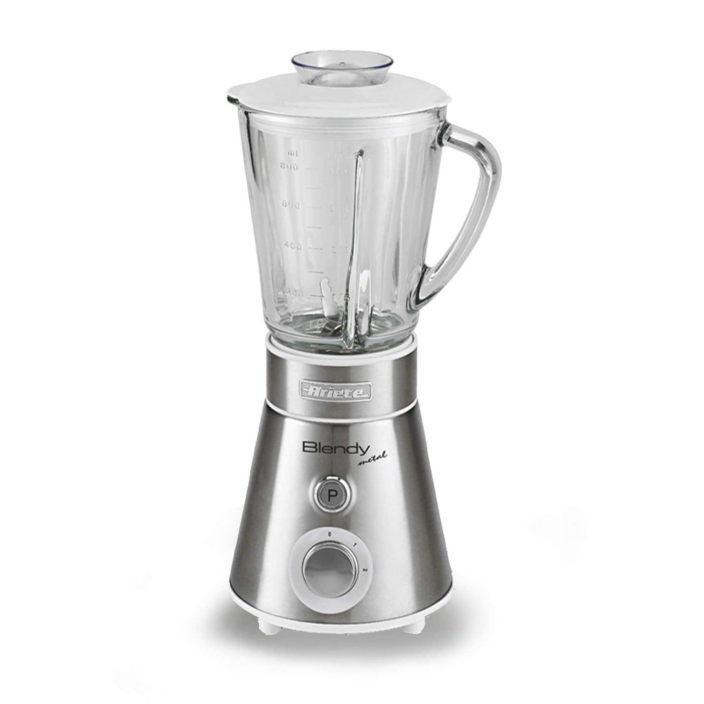 Ariete 561 Blendy Metal - Mikseris ar nerūsējošā tērauda asmeņiem, stikla krūze 800 ml, 2 ātrumi, 300 vati, sudrabs