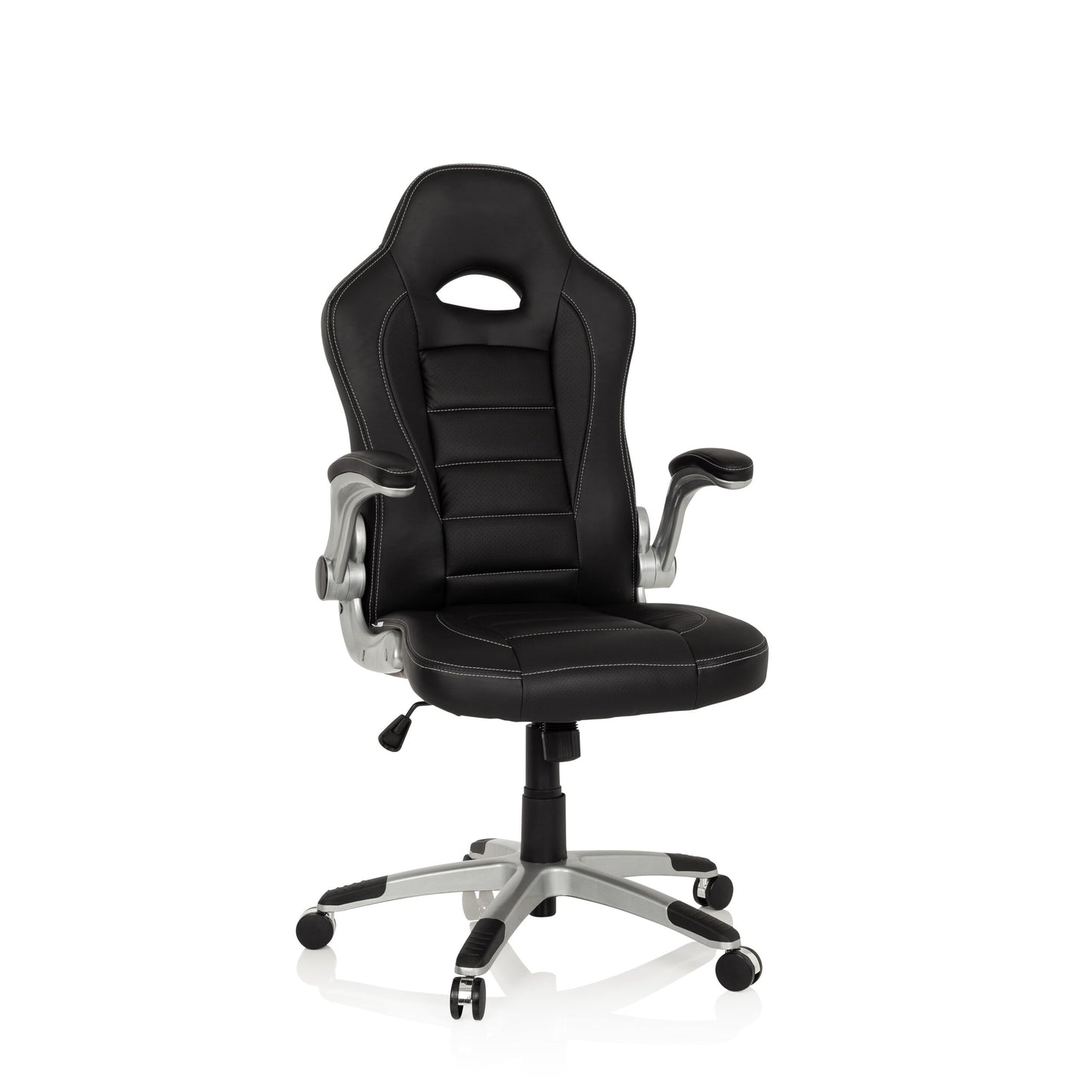 Gaming krēsls hjh OFFICE 621891 Game Sport no mākslīgās ādas, melns, ar nolokāmiem roku balstiem