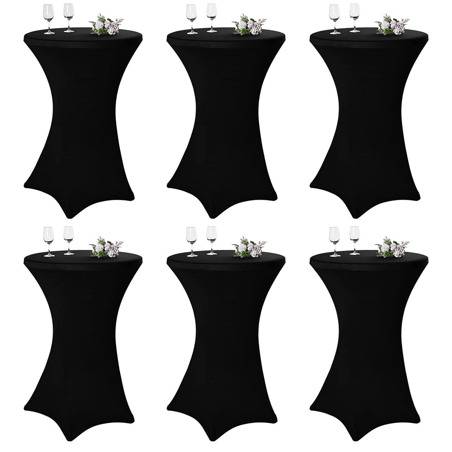 Stāvbāra galda pārvalks 6 gab. Pesonlook, elastīgs spandeksa pārvalks bistro galdam Ø 80-85 cm, melns