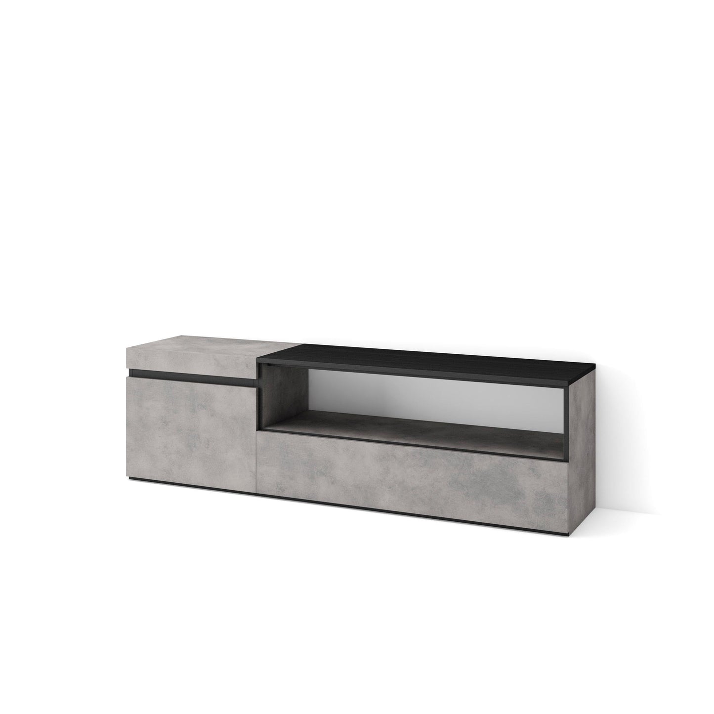 Skraut māja | TV skapītis, zems galds | viesistabai un ēdamistabai | 150x45x35cm | TV ierīcēm līdz 65" | televizora galds | mūsdienu stils | cements