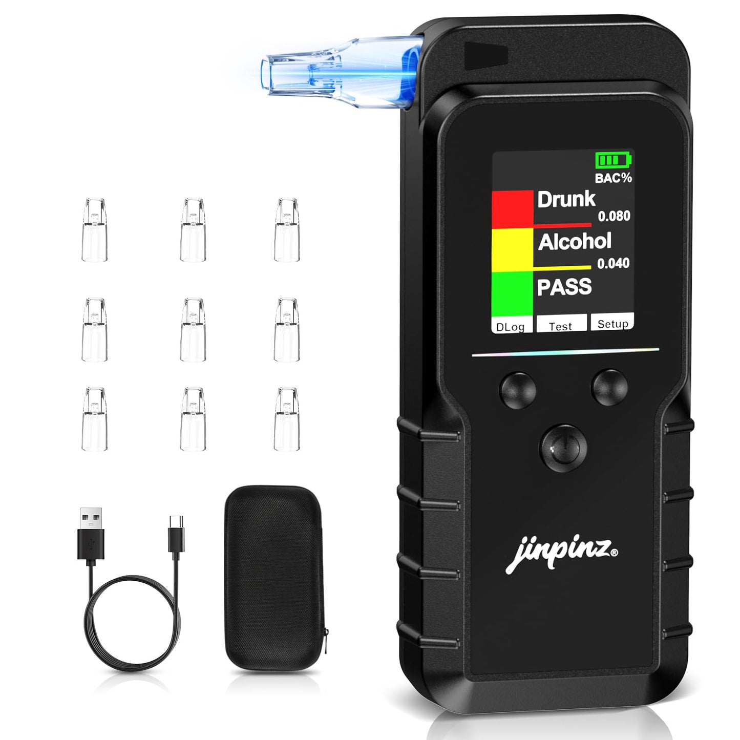 Alkohola testeris ar elektroķīmisko sensoru, augstas precizitātes alkohola testeris ar skaitītāju, profesionāls digitāls alkohola mērītājs ar USB-C uzlādi, alkotesters privātai un profesionālai lietošanai