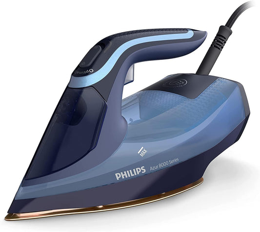 Philips Azur 8000 Series Steam Iron - 55 g/min continuous steam, 240 g steam boost, 3000 W, OptimalTEMP, SteamGlide Elite, light blue