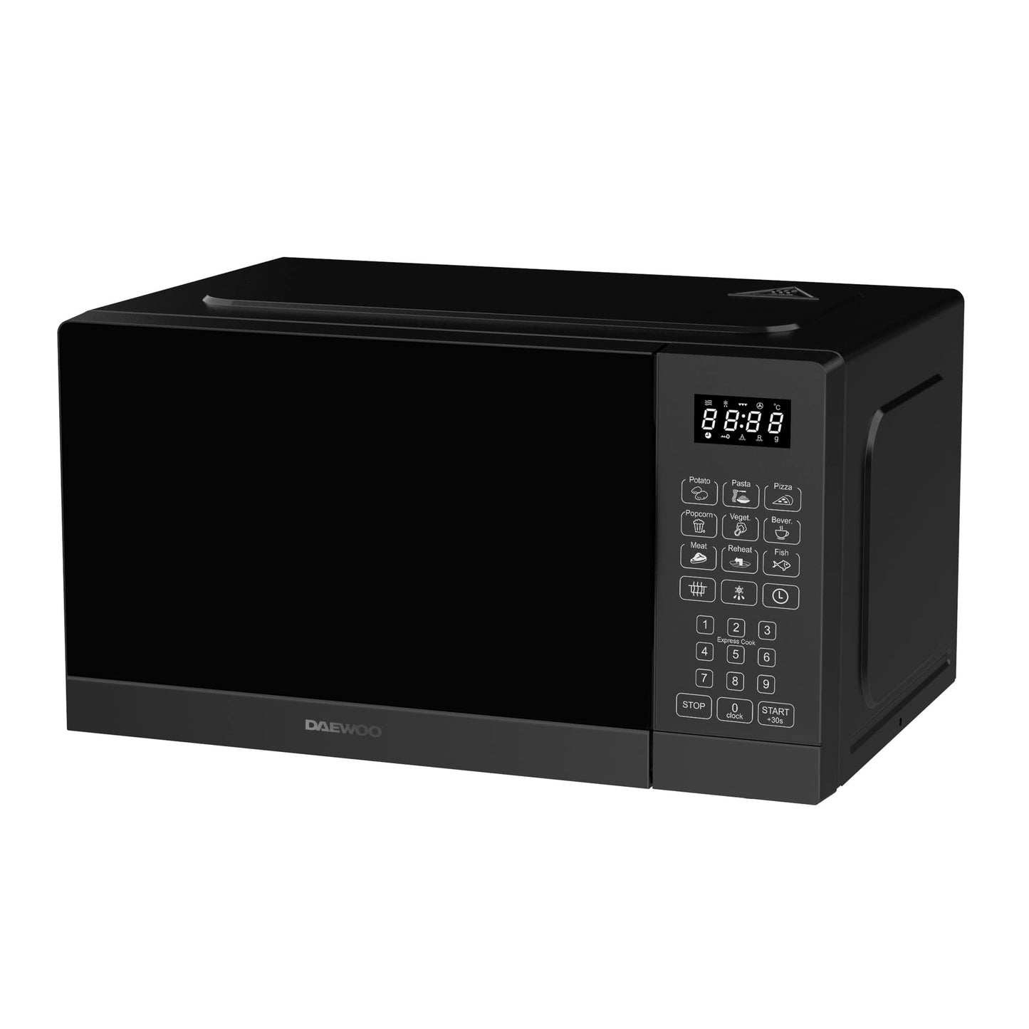 Daewoo MD-FA202SB-EU mikroviļņu krāsns, 20 litru ietilpība, 700 W jauda, 8 programmas, 5 jaudas līmeņi, digitālā paneļa, melna.