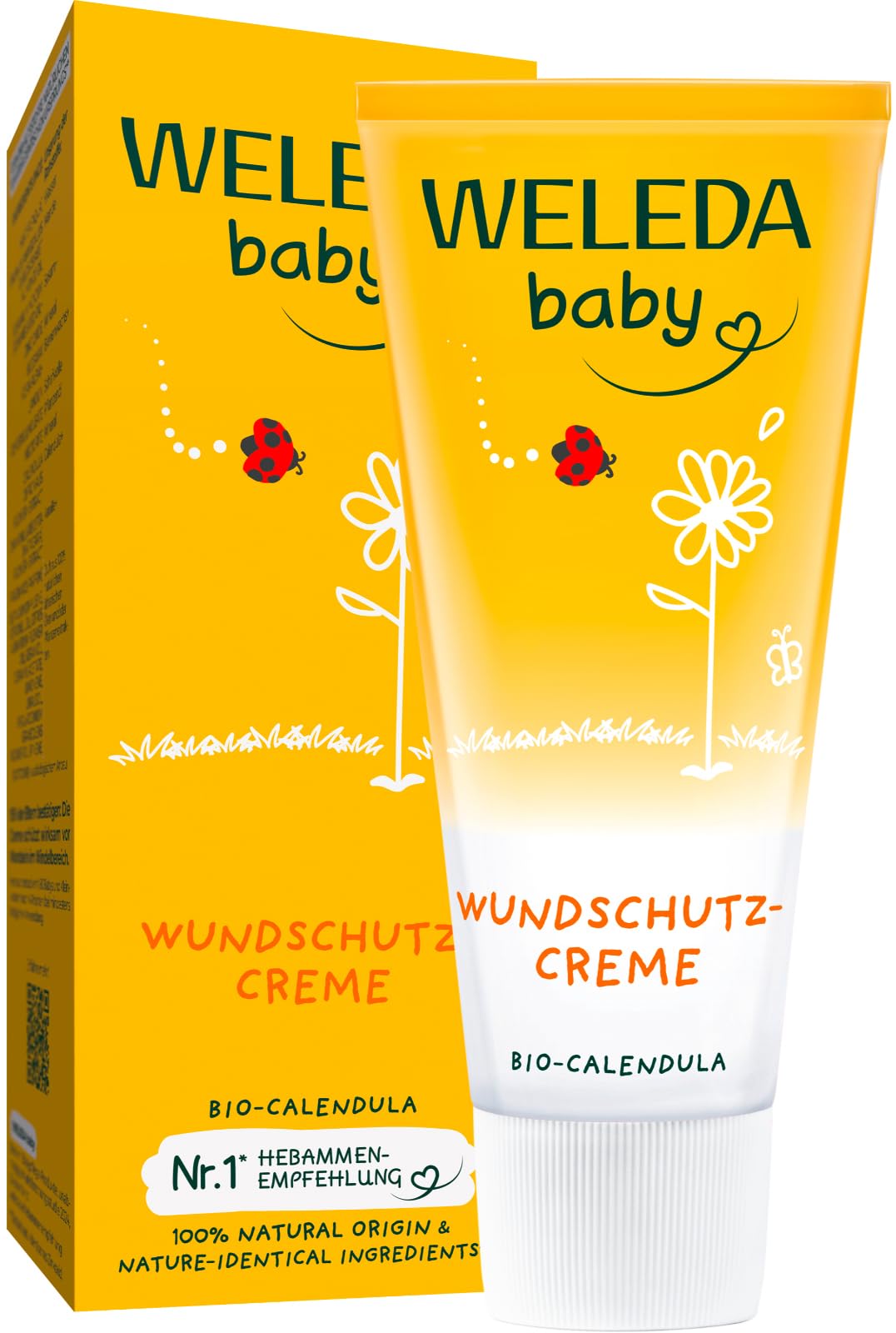 WELEDA Bio Baby Calendula Wundschutzcreme 75ml - dabīgās kosmētikas aizsargkrēms / bērnu krēms jutīgas mazuļa ādas aizsardzībai autiņbiksīšu zonā. Palīdz pie apsārtuma, kairinātas ādas un noberzumiem