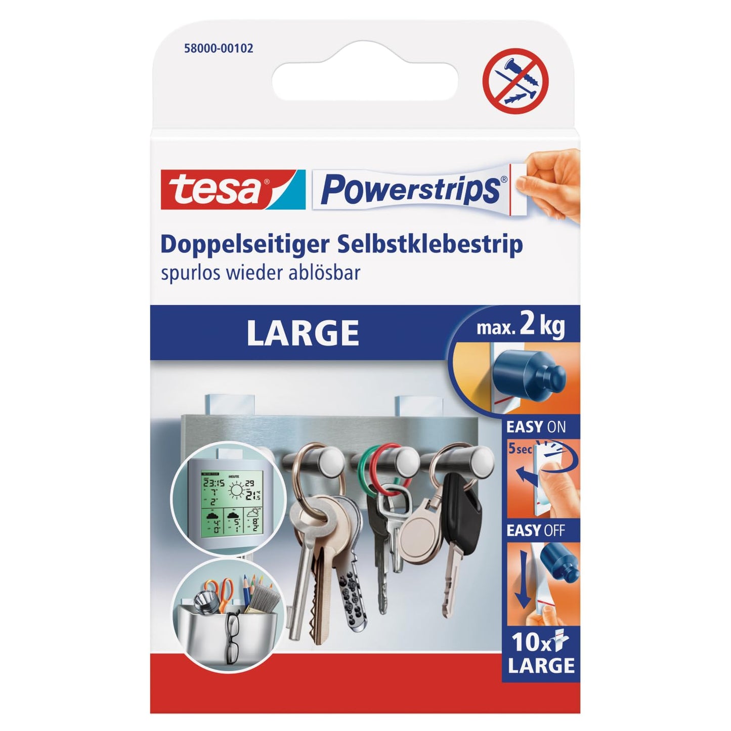 tesa Powerstrips LARGE - 1 x 10 abpusējas līmlentes