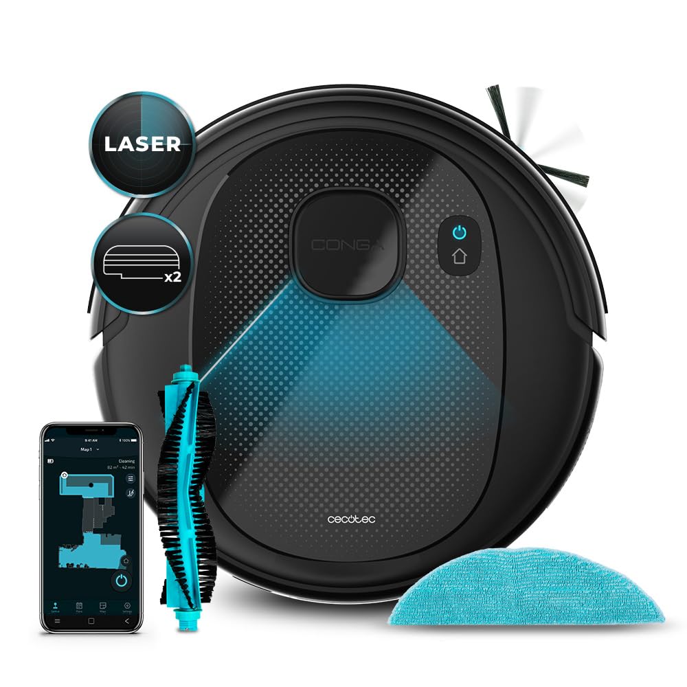 Cecotec Conga 7490 Eternal X-Treme - 3000 Pa suction, 110 min autonomy, 4-in-1, mobile app, 8 cleaning modes, laser navigation.