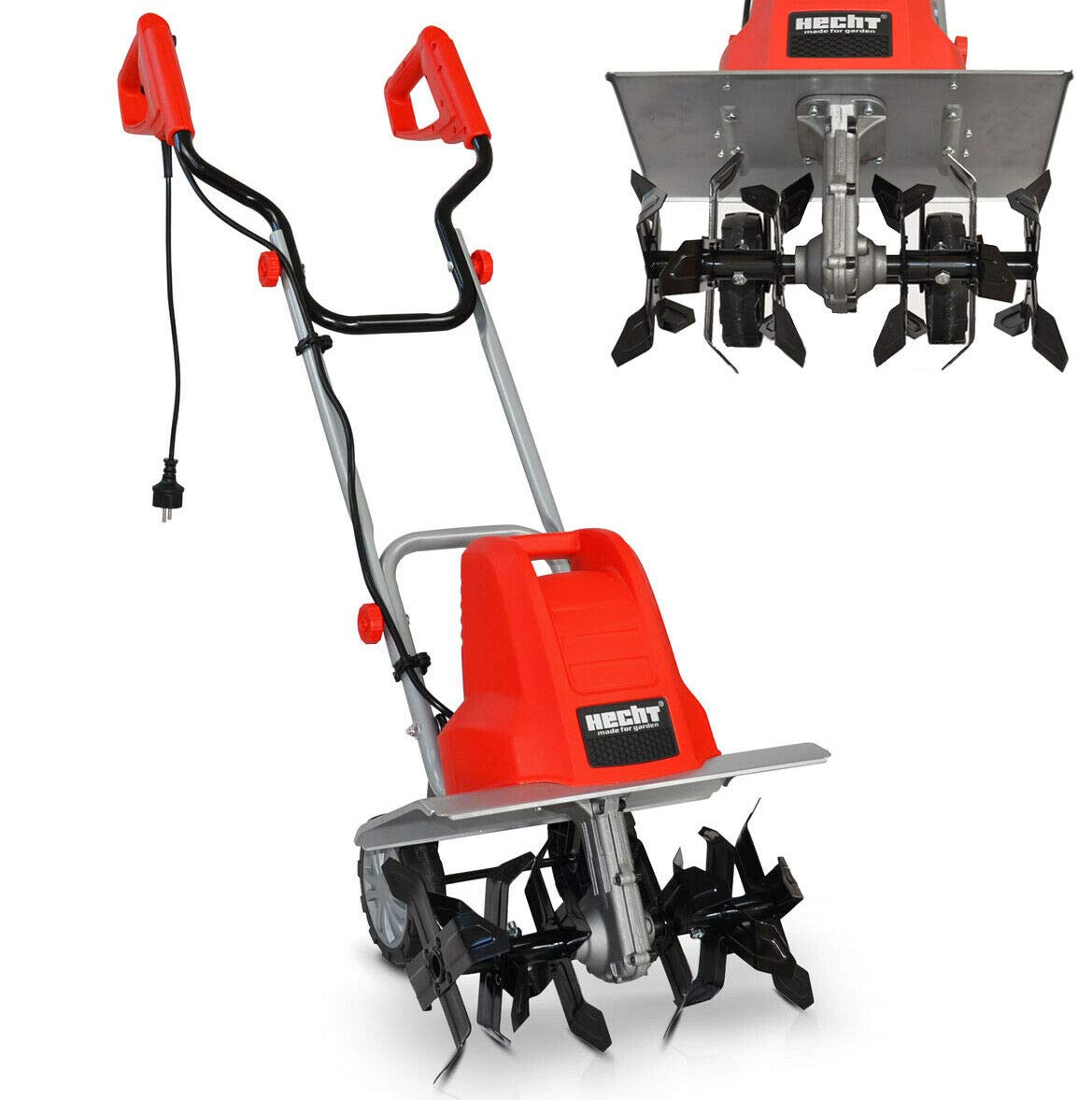Elektriskā augsnes frēze HECHT, 1500 Watt, 24 naži, 40 cm darba platums, 22 cm dziļums, dārza kultivators sarkanā krāsā
